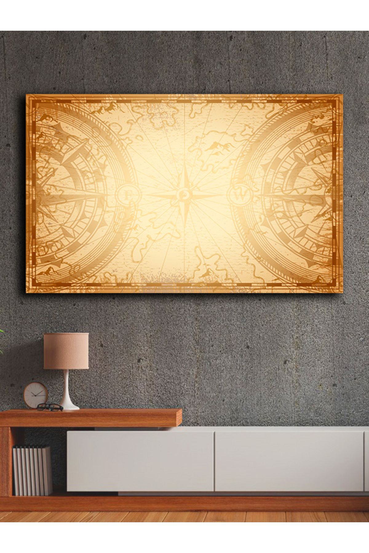 PRİME Concept Kanvas dekoratif harita tablo çerçevesiz 70x120 cm %100 pamuklu kumaş