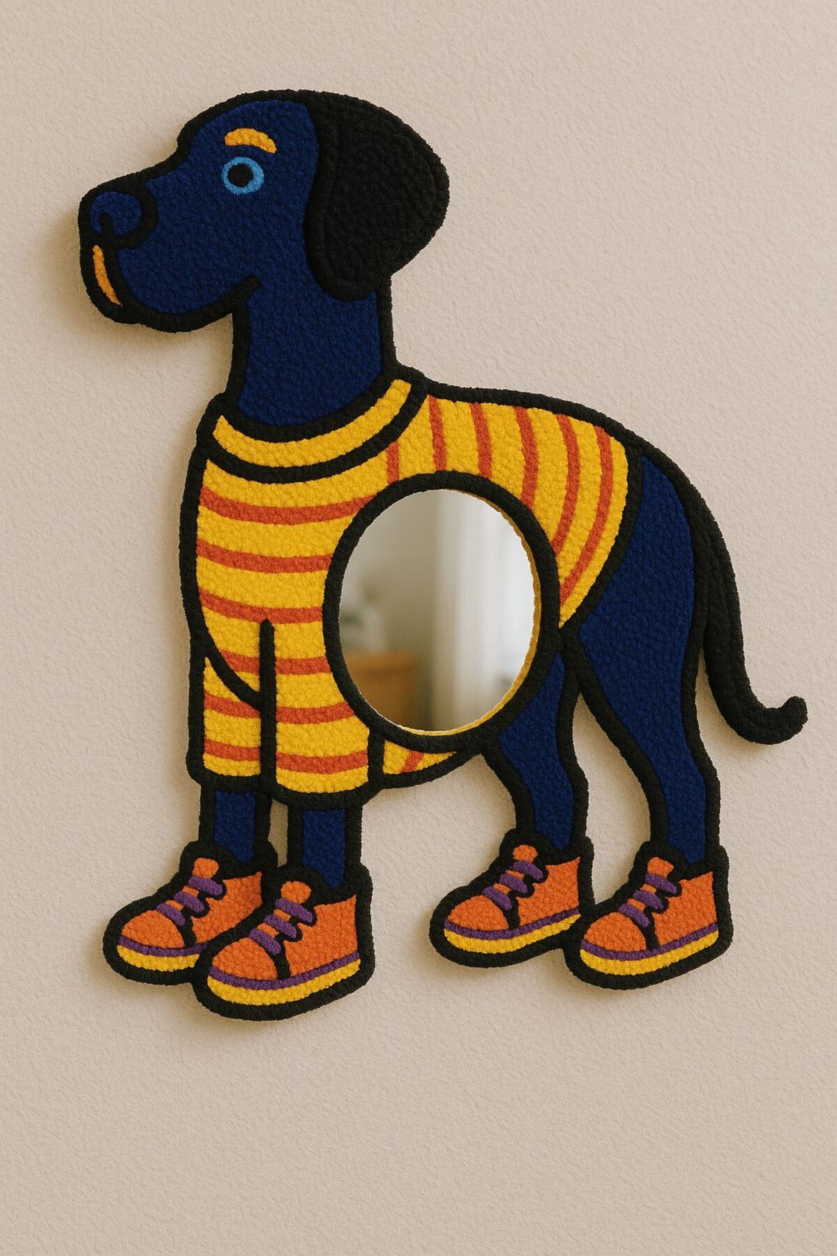 Afro Dekorasyon Tufting Ayna , Tasarım Ayna , Hediyelik Dekor Ayna ,Bohem Retro Ayna