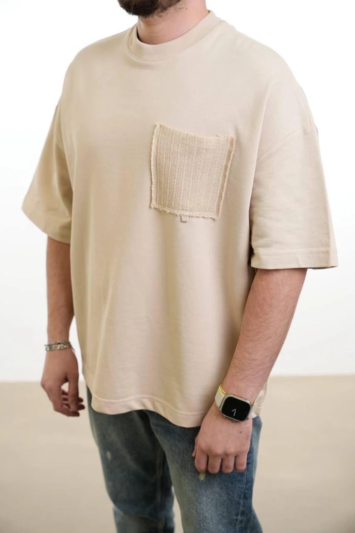 2Y PREMIUM OVERSIZE CEP DETAYLI T-SHIRT