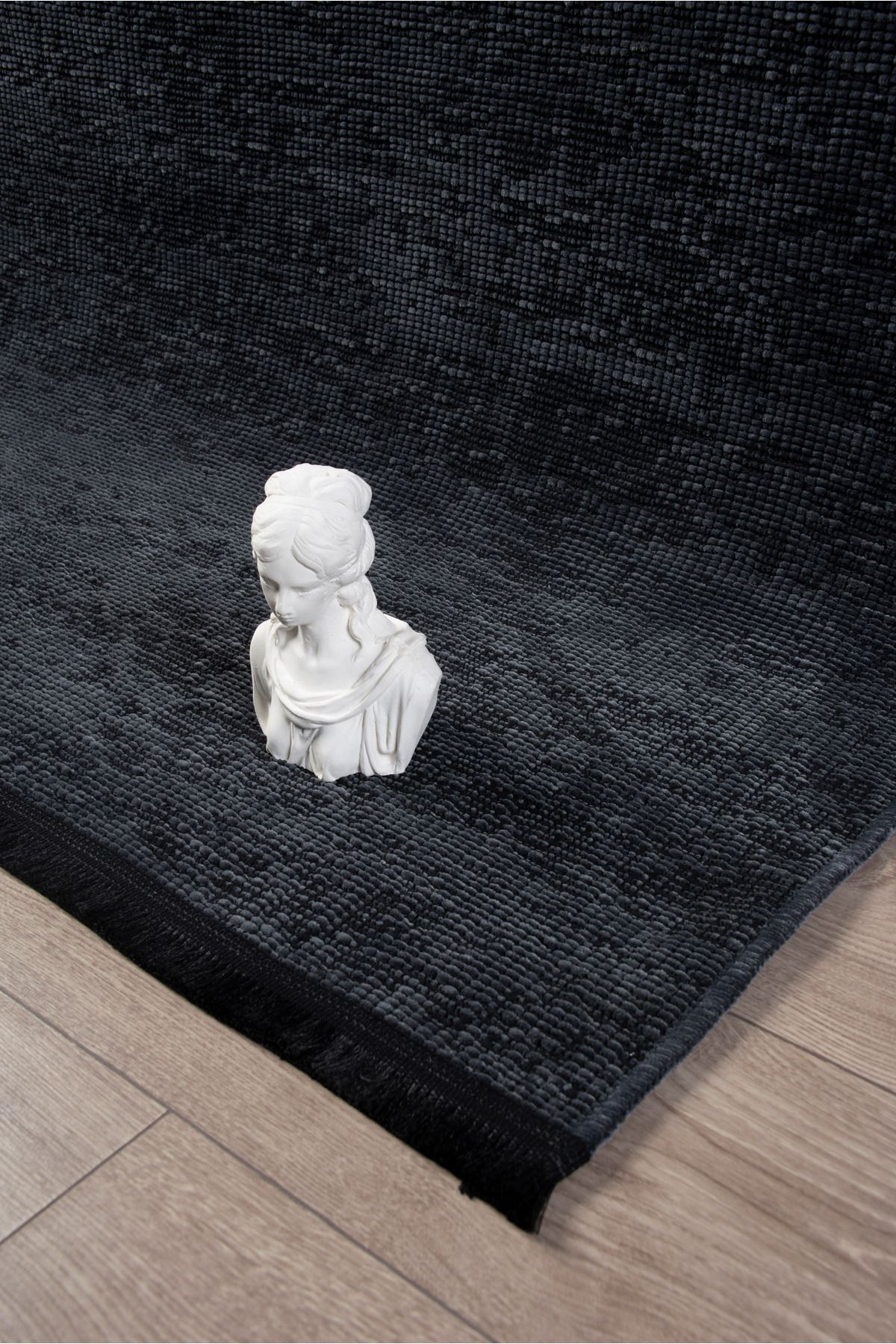 Loomina Home Antrasit Yumuşak Halı Salon Oturma Odası Pamuk Ve Şönil Kaymaz Taban Yıkanabilir Kilim Çocuk Odası