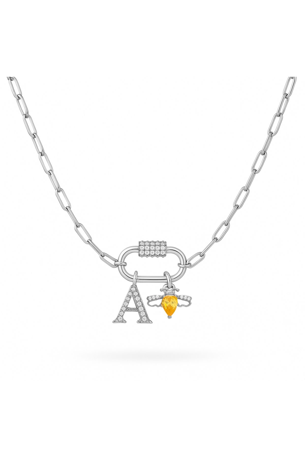Silveranka 925 Ayar Gümüş Charm Kilitli Kolye ( KİŞİSELLEŞTİRİLEBİLİR)