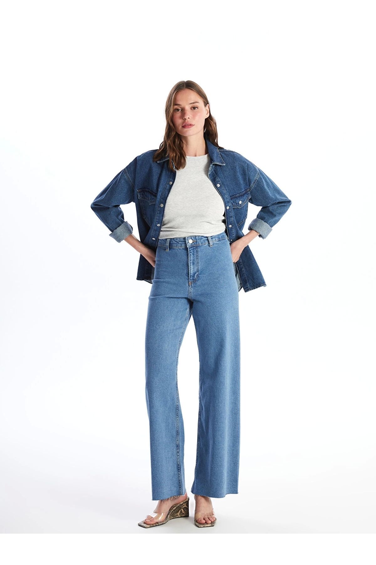 LC Waikiki LCW Jeans Indigo Wideleg Kadın Jean Pantolon