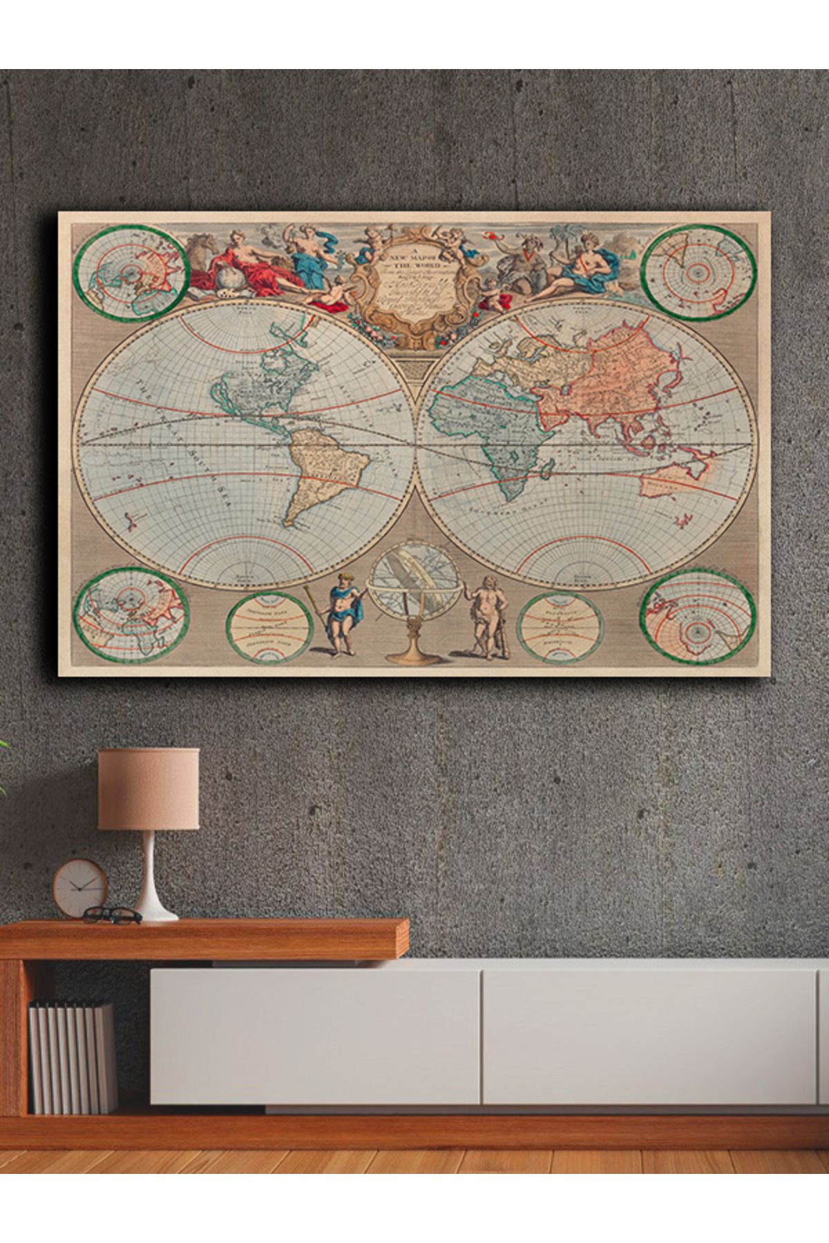 PRİME Concept Kanvas dekoratif harita tablo çerçevesiz 70x120 cm %100 pamuklu kumaş