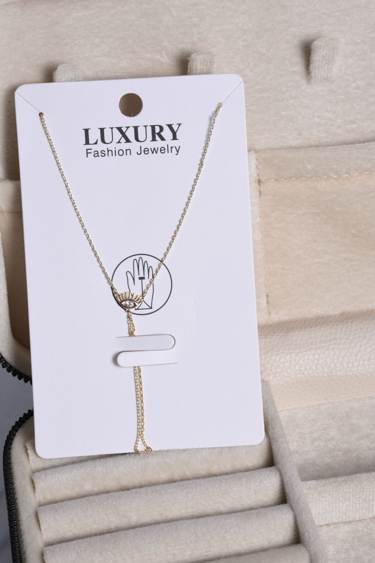 shiva accessorie Göz Taşlı Gold Çelik Kolye