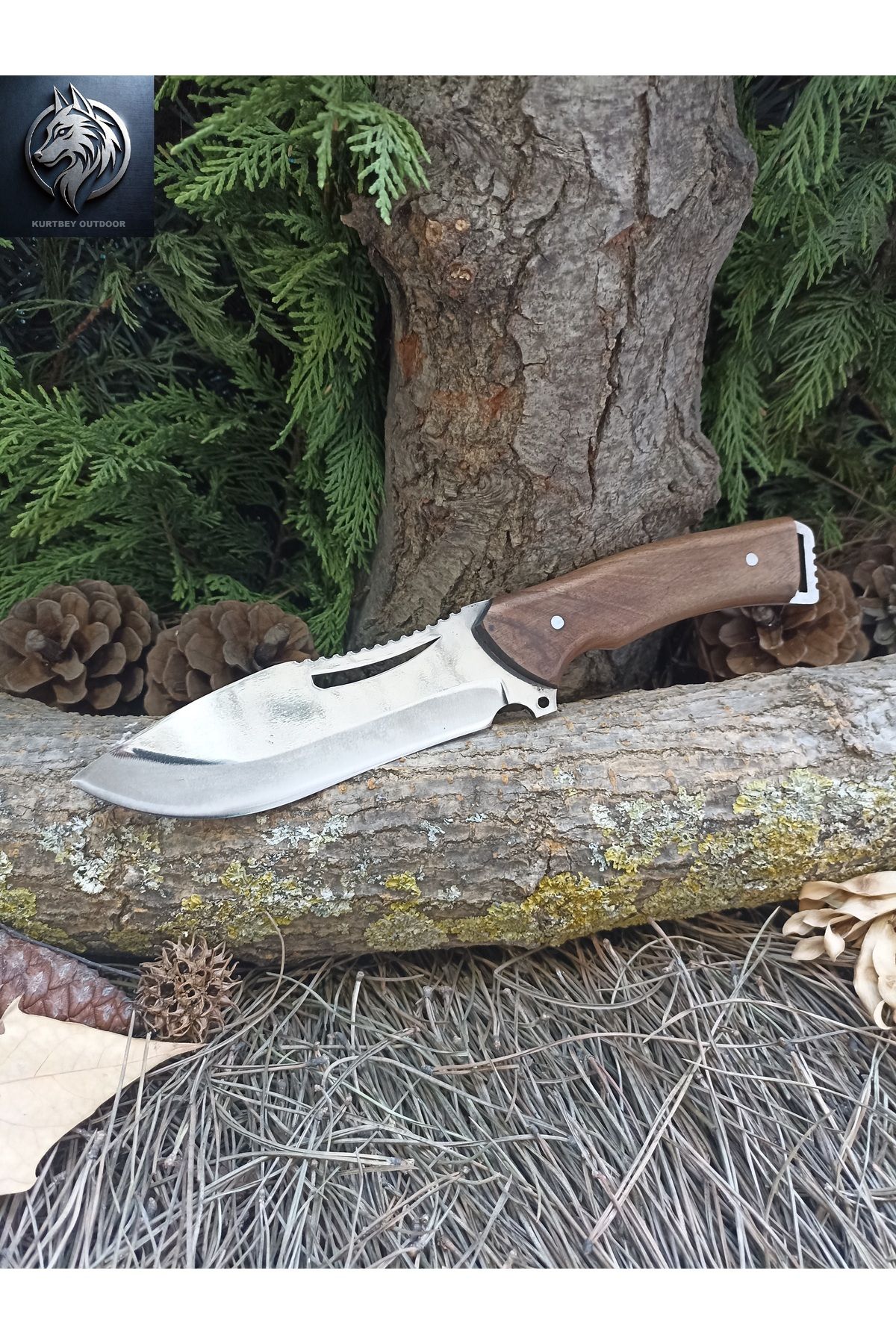 kurtbey Özel üretim Ufuk Çizgisi model büyük boy avcı 29cm Ayna perdah rambo kamp bıçağı