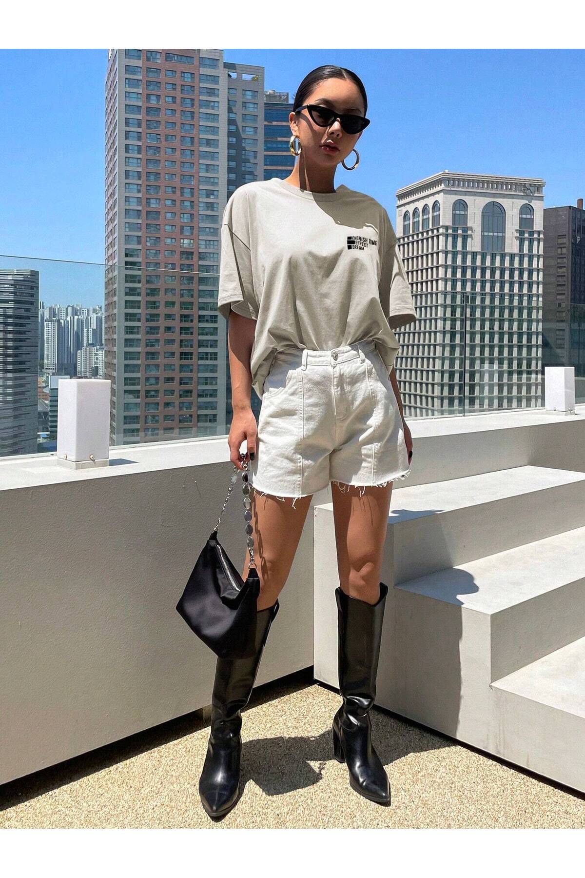 DAXİS Sportwear Company KADIN Baskılı Bisiklet Yaka Tişört
