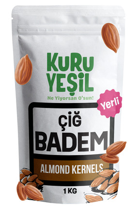 Kuru Yeşil Çiğ Badem Içi - Çiğ Badem - Yerli Badem - 1 Kg