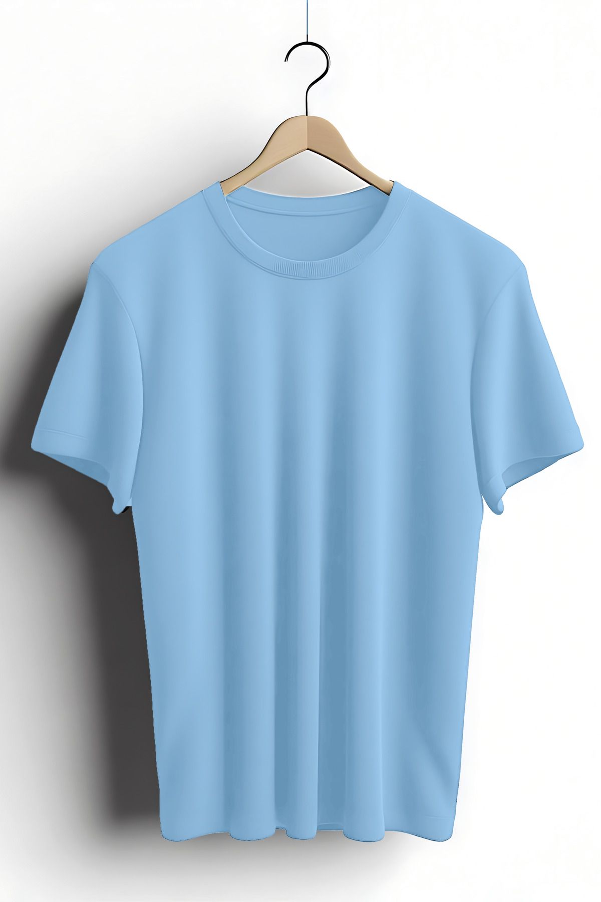 Zestia Unisex T-Shirt, Düz Basic, Regular, %100 Pamuk, Mavi T-Shirt No: 00481