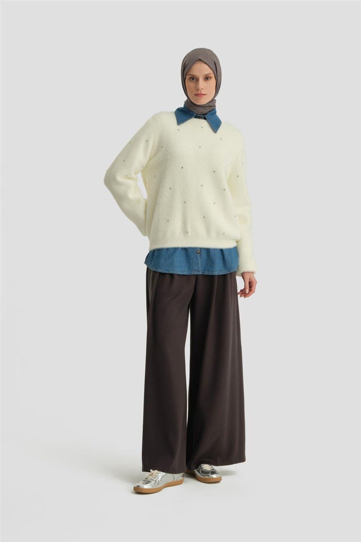 Armine Pileli Pantolon Etek 24K2709 Antrasit