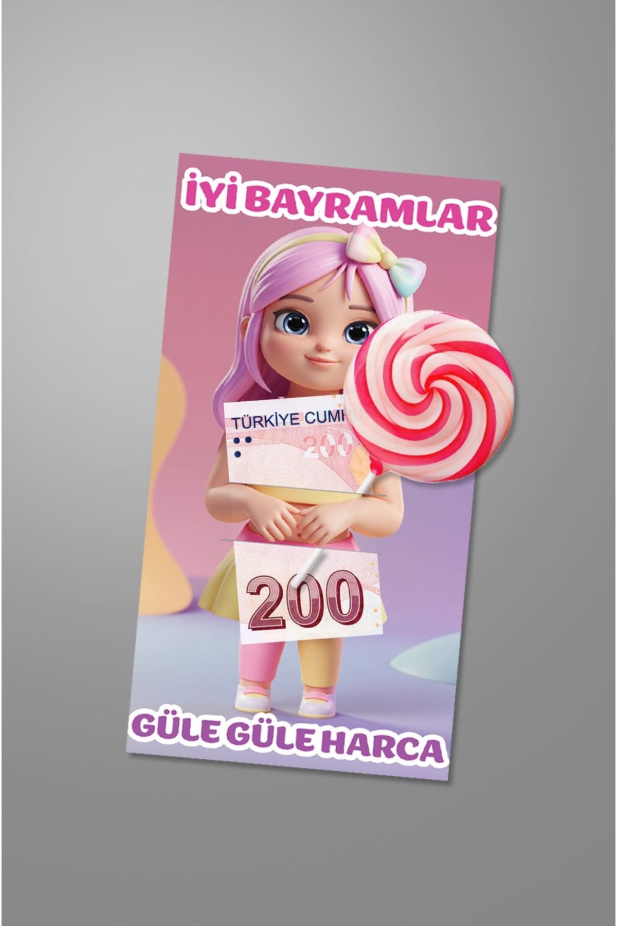AYKUT OFSET Kız Çocuk Bayram Tebrik Kartı,Bayram Harçlık Kartı,Para Kartı,Bayram Hediyesi 10 Adet