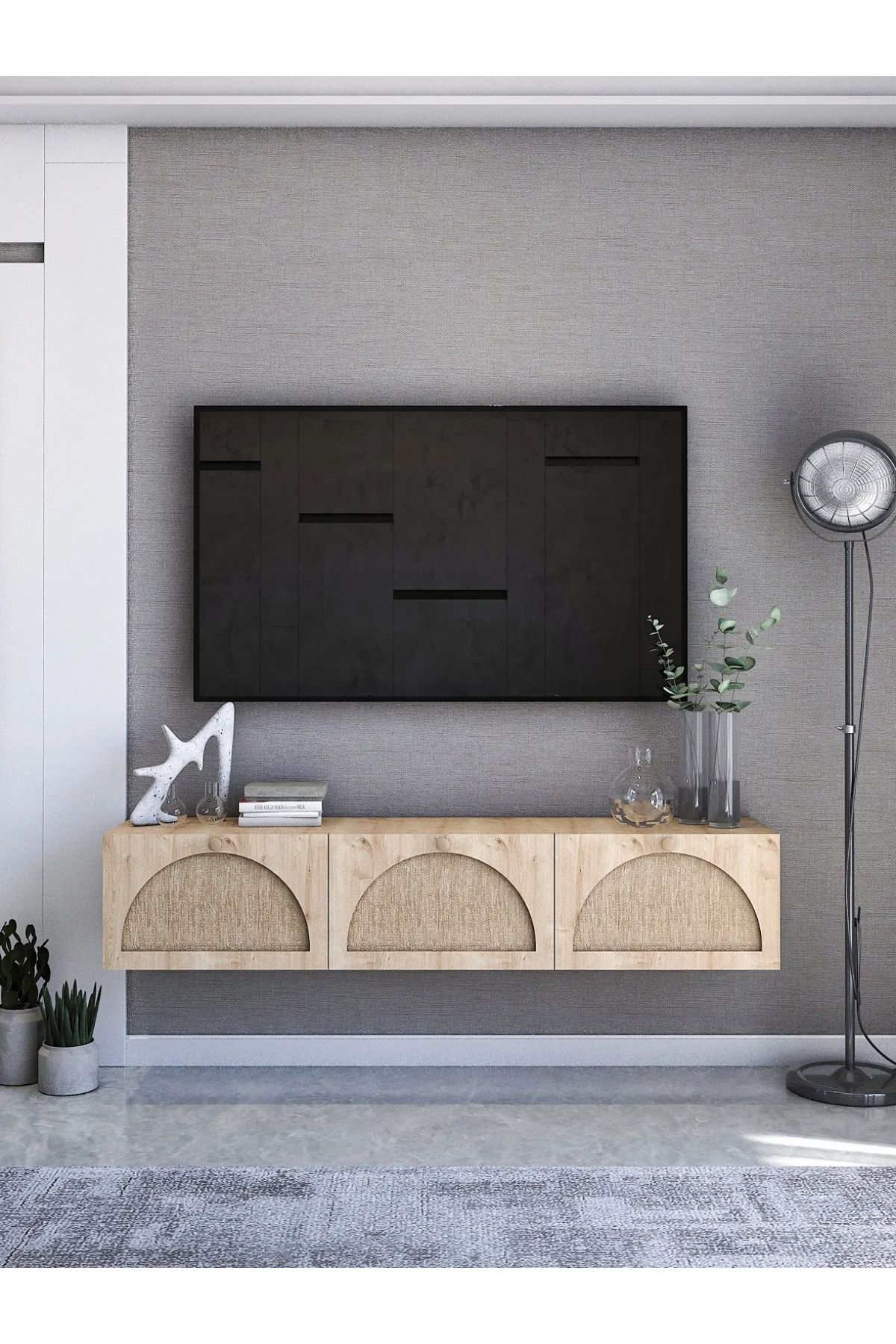 LOTUS PORT Tv Ünitesi ,tv Sehpası ,iskandinav Jüt Kumaşlı Ultra Lüks