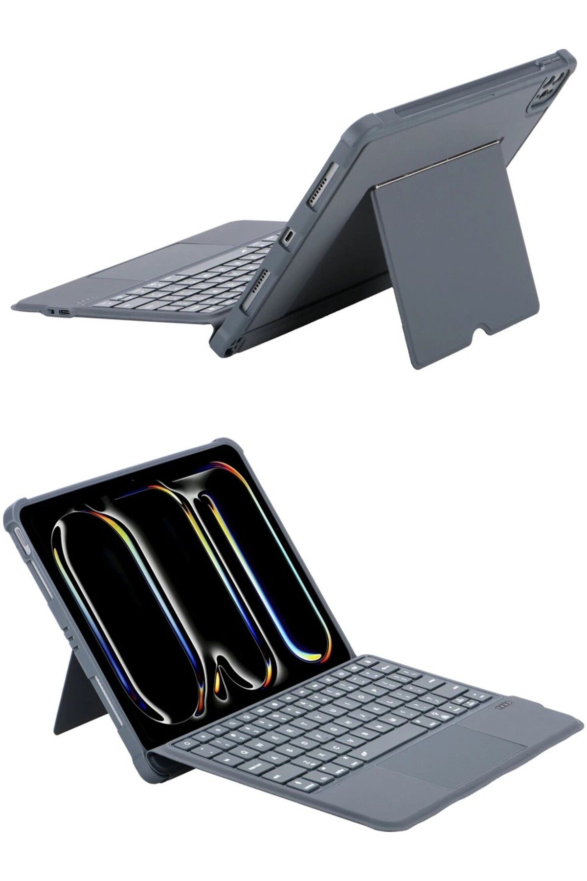 Five-online Apple iPad Air 11 inc M3 (2025) Ledli Bluetooth ve Touchpad Kalemlikli Klavyeli Kılıf A3266 A3267