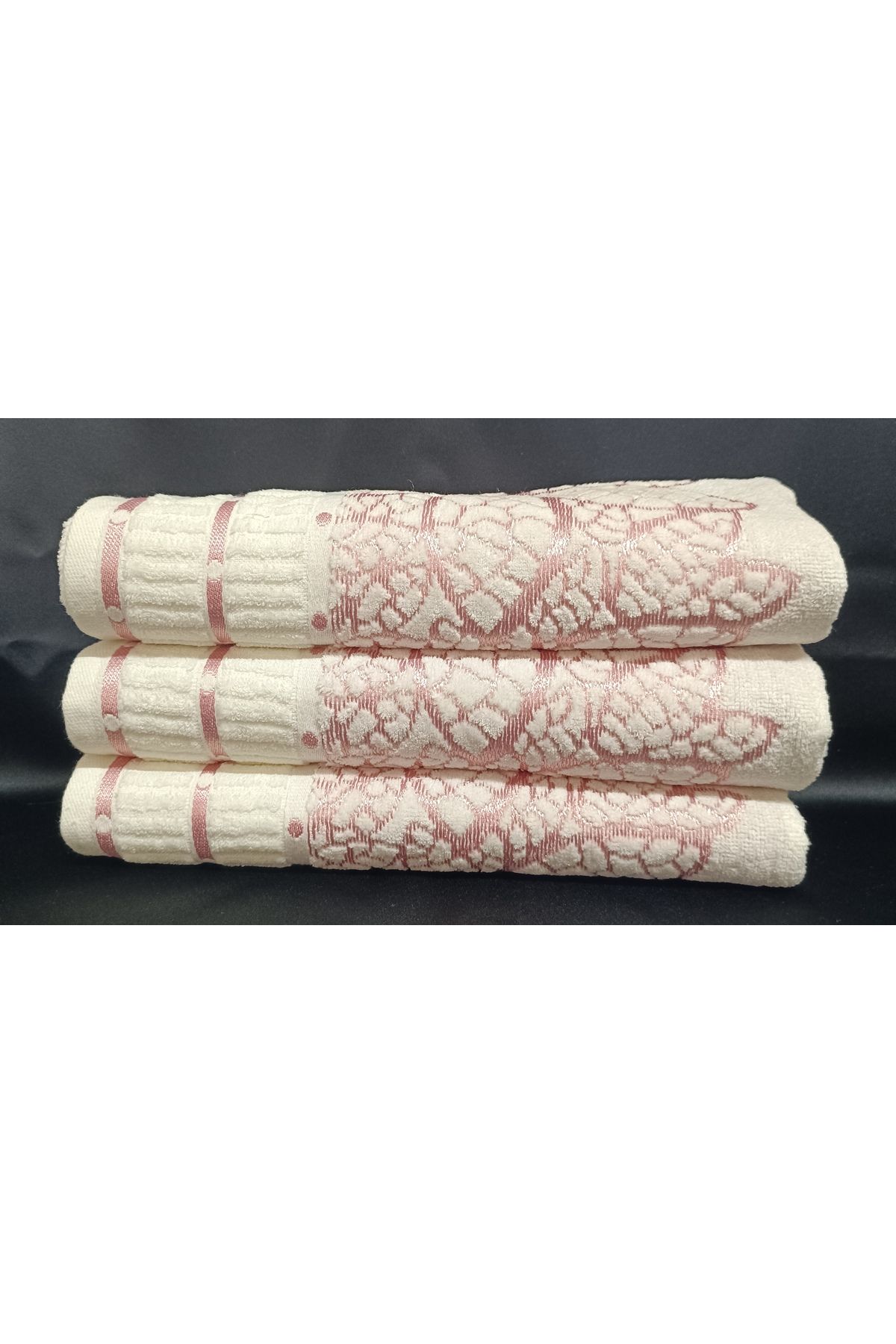 havloom 2Lİ KADİFE YAPRAK DESENLİ %100 PAMUK 50*90 EL YÜZ HAVLU SETİ