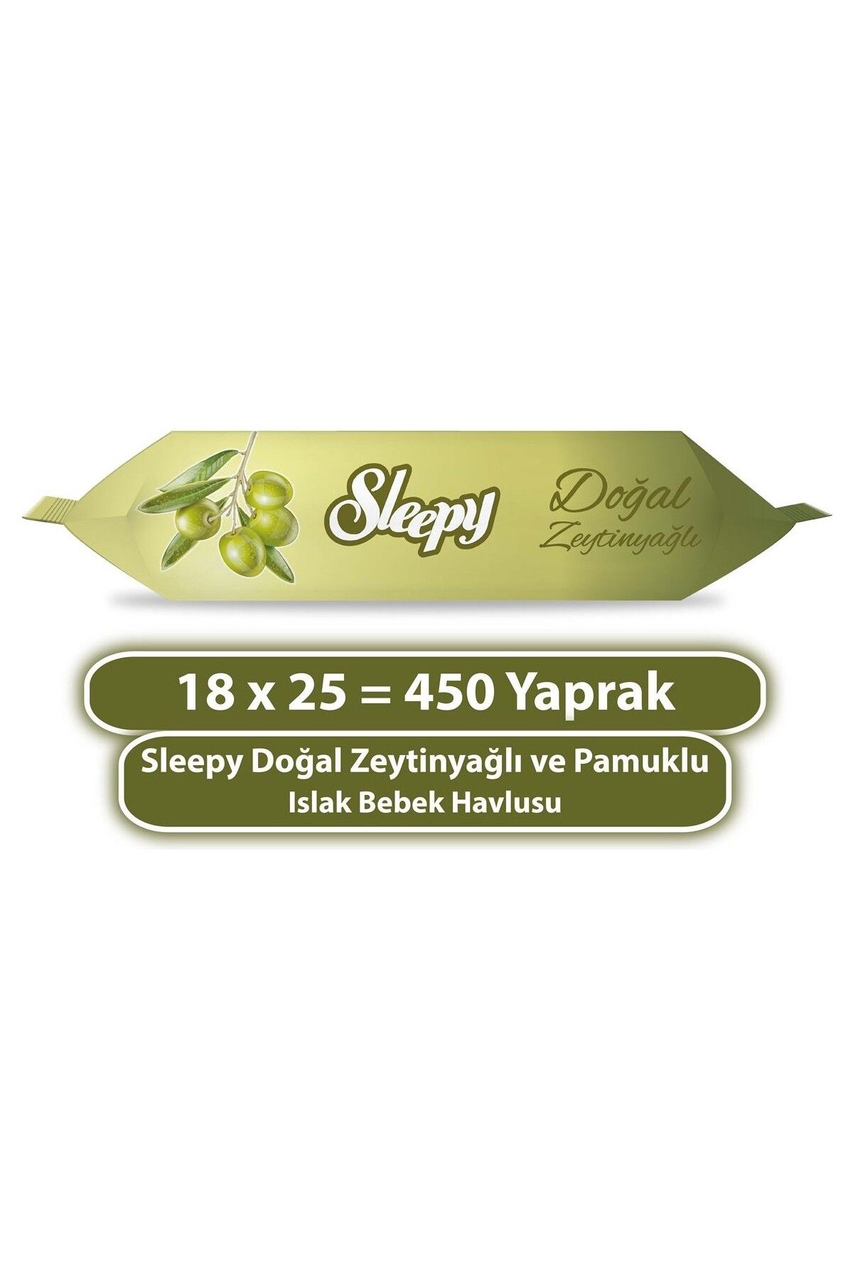 Sleepy Doğal Zeytinyağlı ve Pamuklu Islak Bebek Havlusu 18 x 25 450 Yaprak