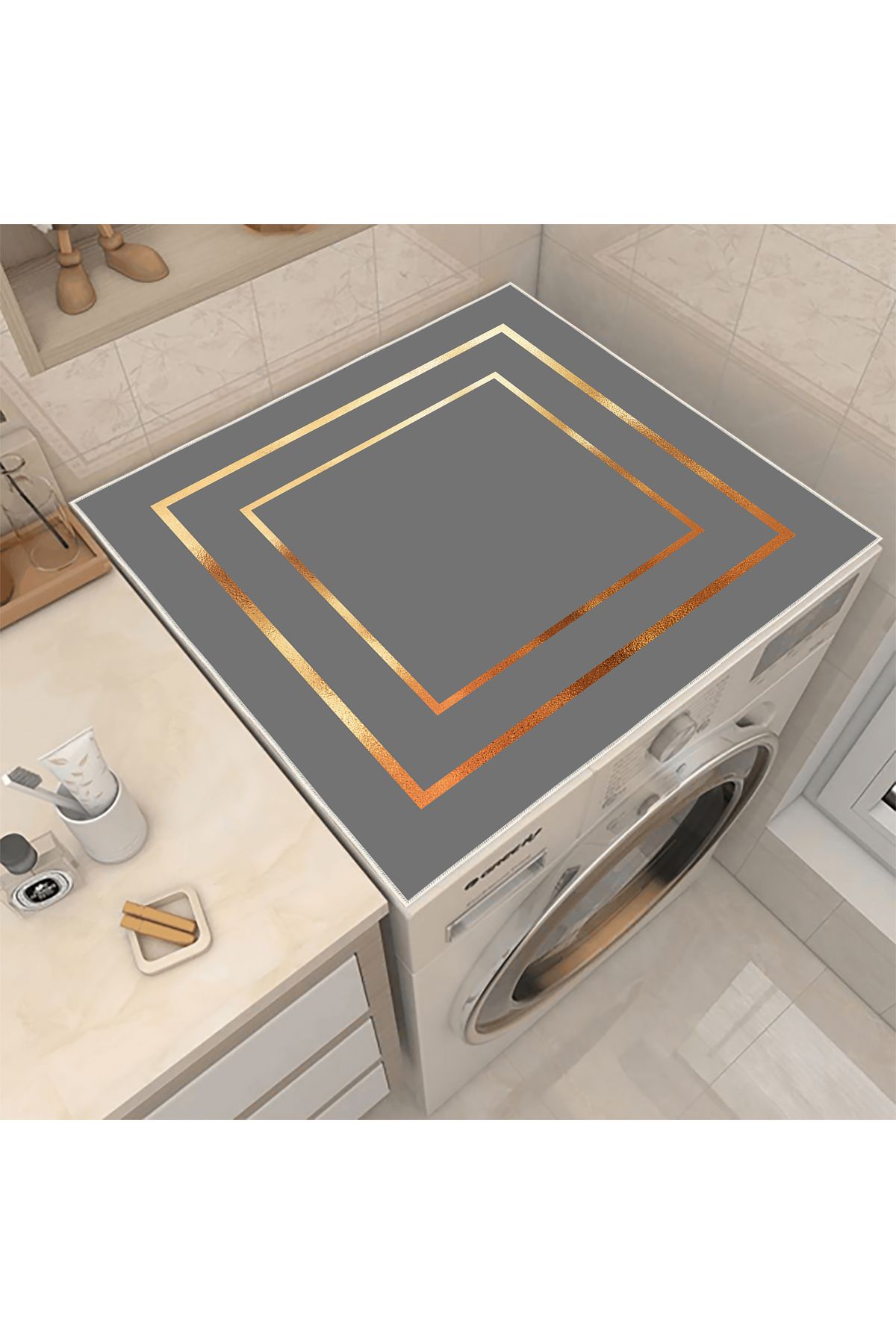 Nuva Home Çamaşır Makinesi Örtüsü Kurutma Makinesi Matı - Kaymaz Yıkanabilir Leke Tutmaz Su Geçirmez