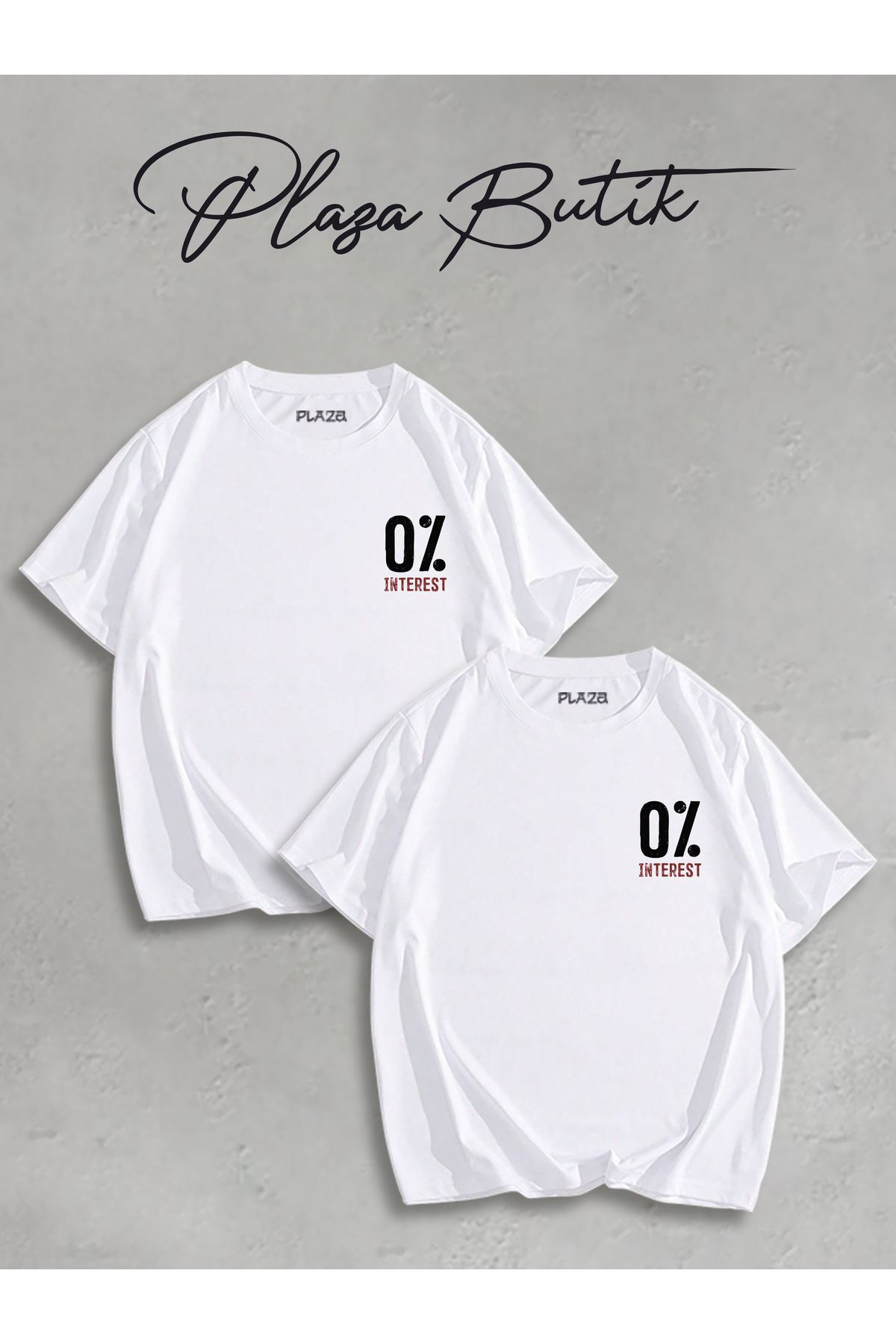 Plaza Butik %0 Interest Baskılı İkili Oversize Sevgili T-shirt Eş Kombini