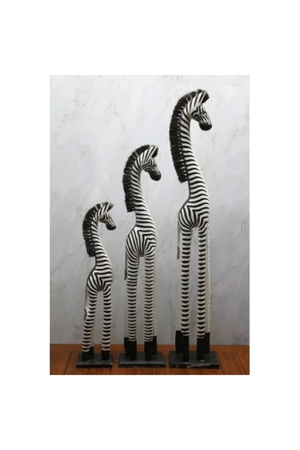 PRATİKOBA Ahşap 3'lü Zebra Figürü
