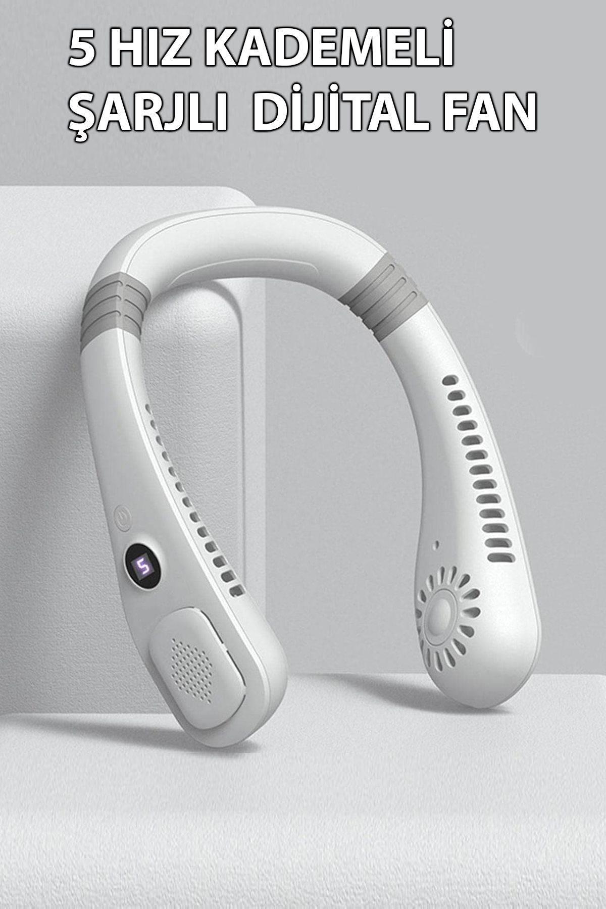 nextbuy Boyunluk Şarjlı Vantilatör 5Modlu Taşınabilir Boyun Fanı Şarj Edilebilir Hava Fan Soğutucu Beyaz BL9