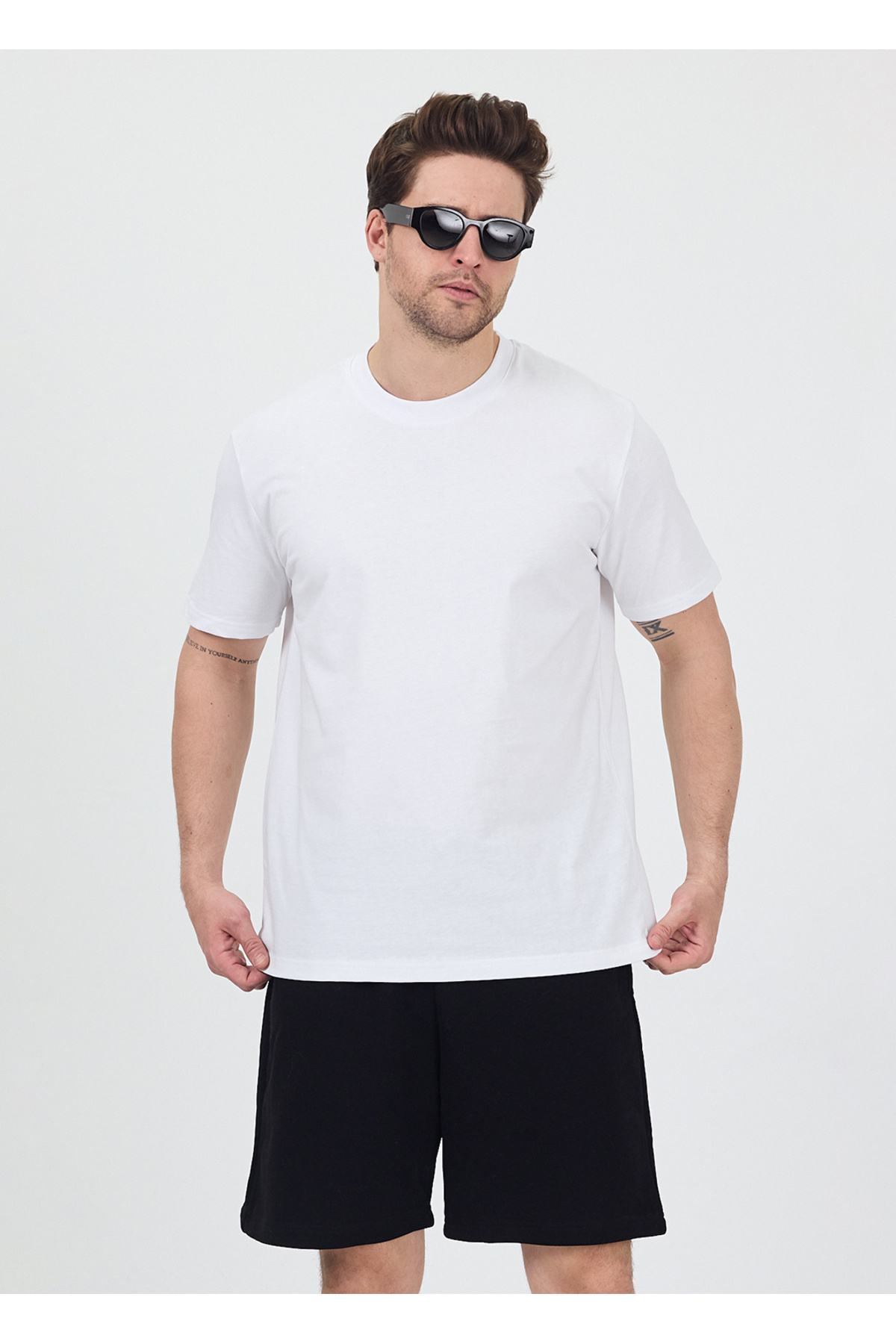 gothamvibes Erkek Basic Beyaz T-Shirt
