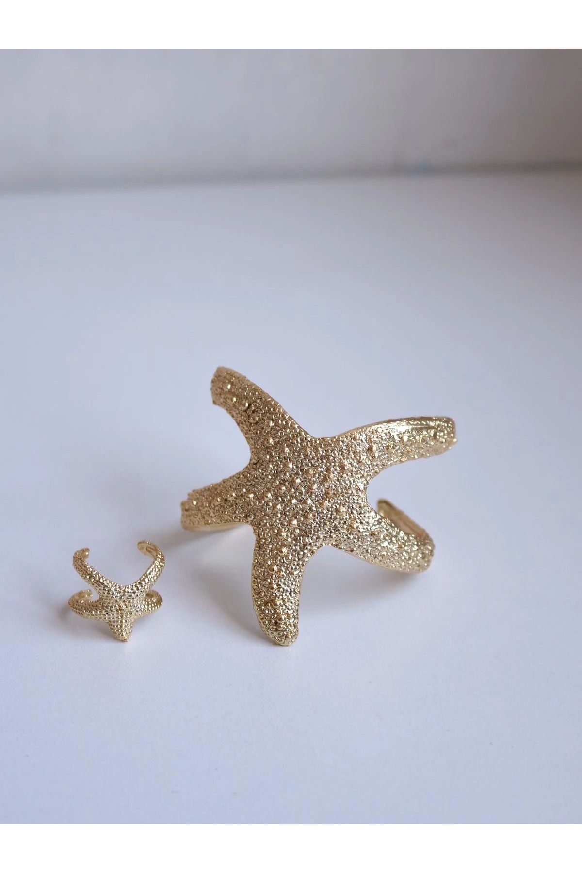 Reorah Collection Golden Starfish Yüzük, Bileklik Set