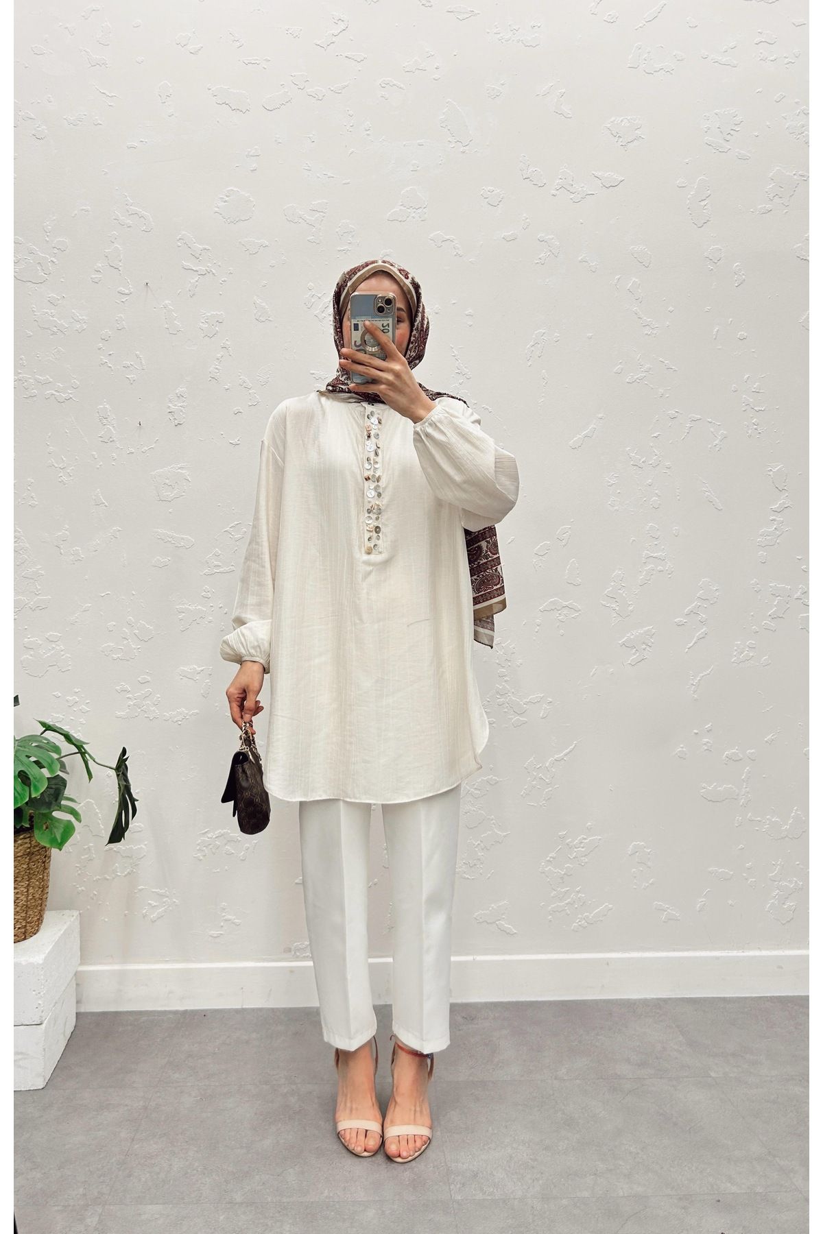 RİMA Rima Collection İnci Detaylı Dökümlü Tunik
