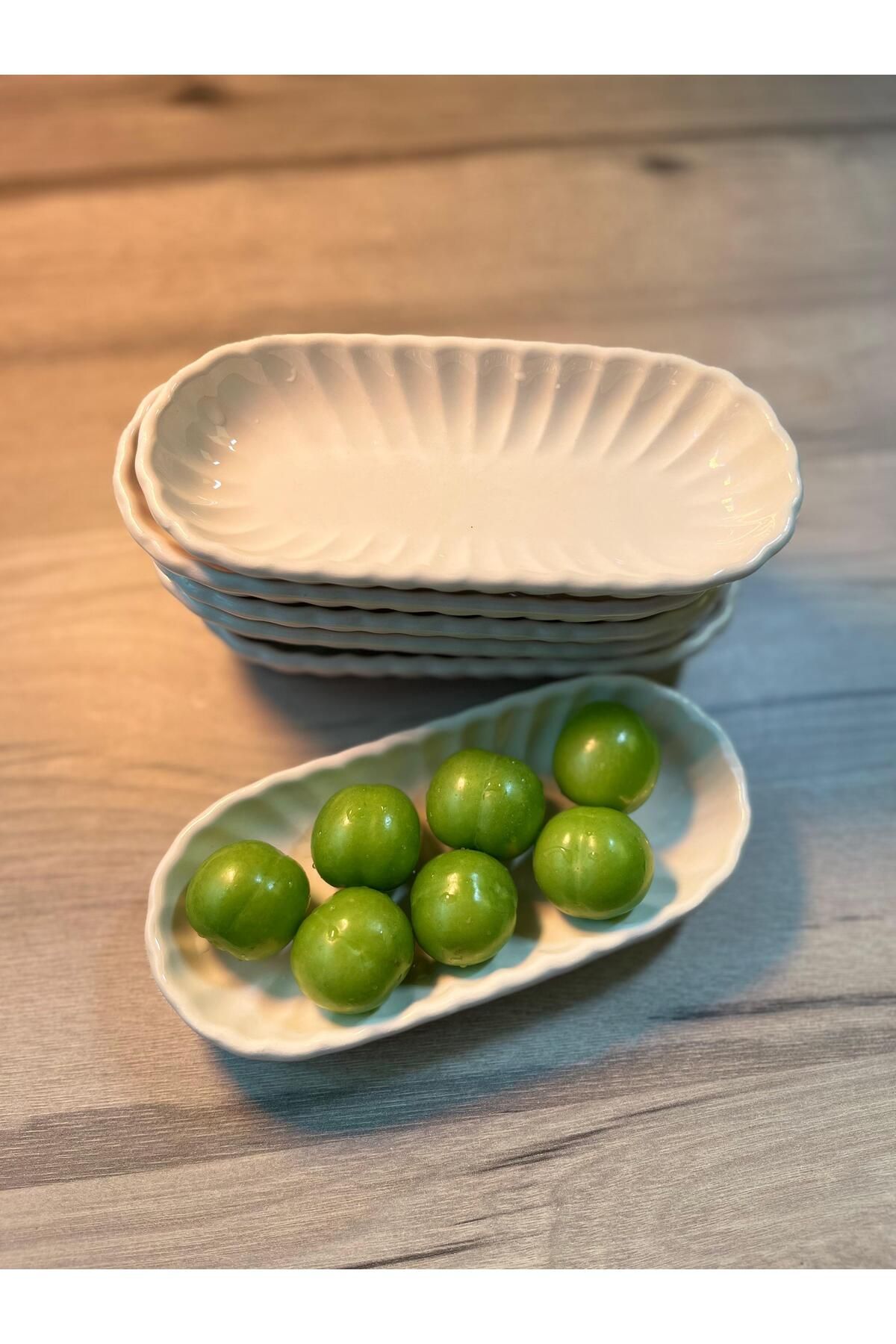 ÇARŞIMSEPETTE Midye Model Kayık Sunum Tabağı 17 Cm Kayık Tabak Kahvaltılık Sunum Tabağı Çerez Meyve Tabağı