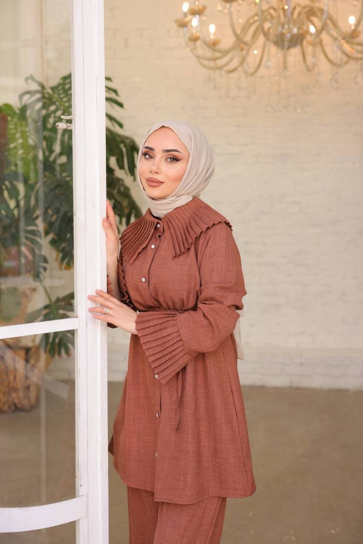 MODA %100COTTON pileli ikili tesettür takım