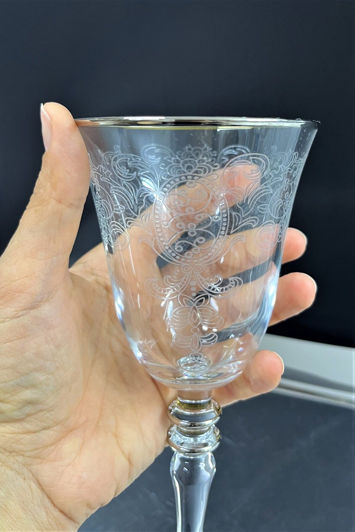 Paşabahçe-Pashabahce 440141 Crown Matte Patterned Trapezoid Goblet 270 Cc 1 Ad 2