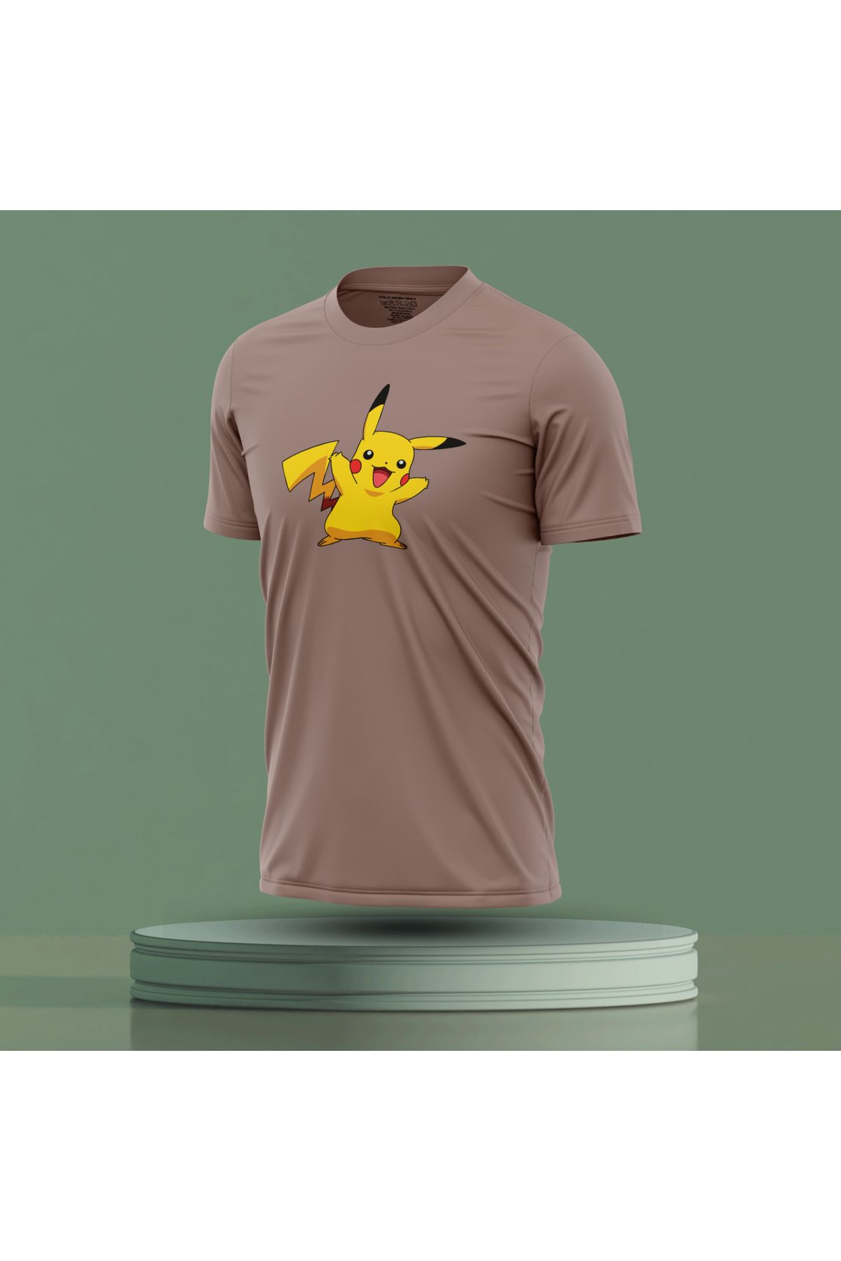 Bulvar Lee Erkek Sıfır Yaka Pikachu Baskılı Yazlık T-Shirt