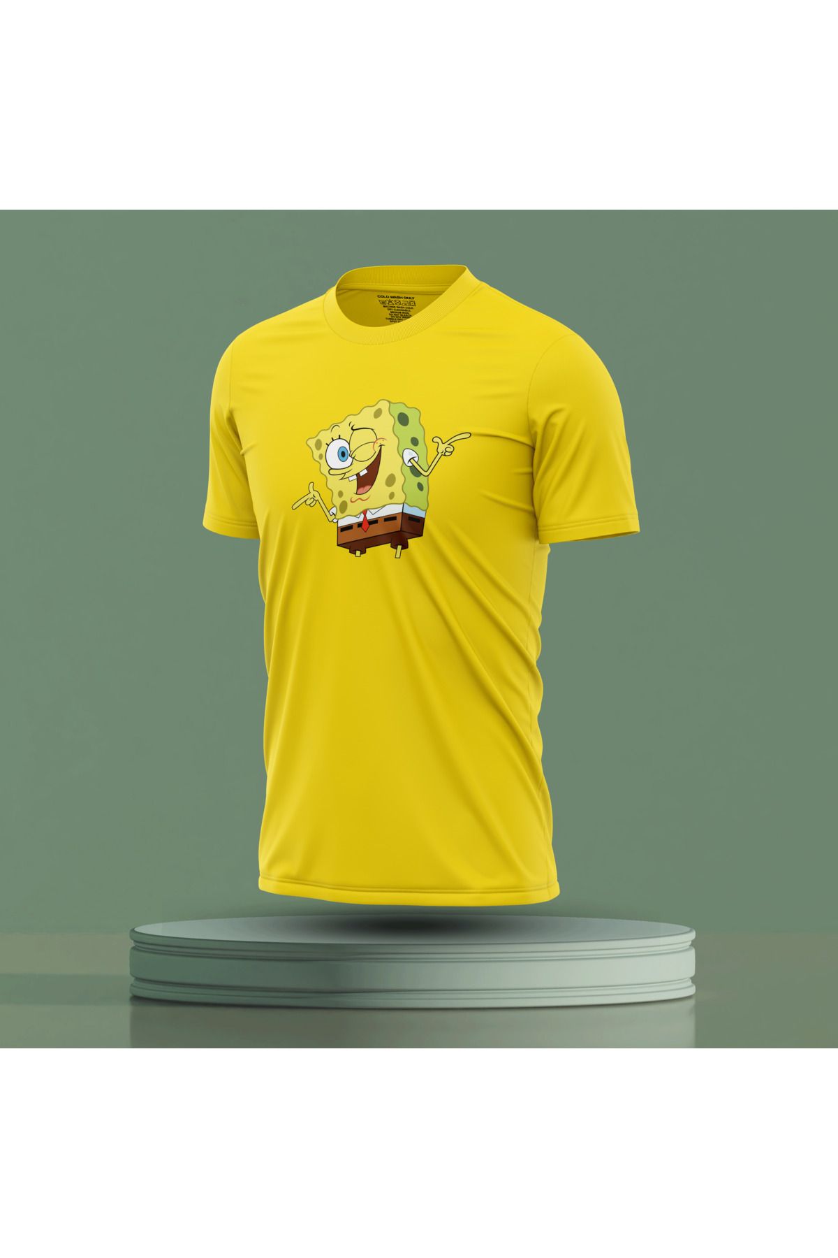 Bulvar Lee Erkek Sıfır Yaka SpongeBob Baskılı Yazlık T-Shirt