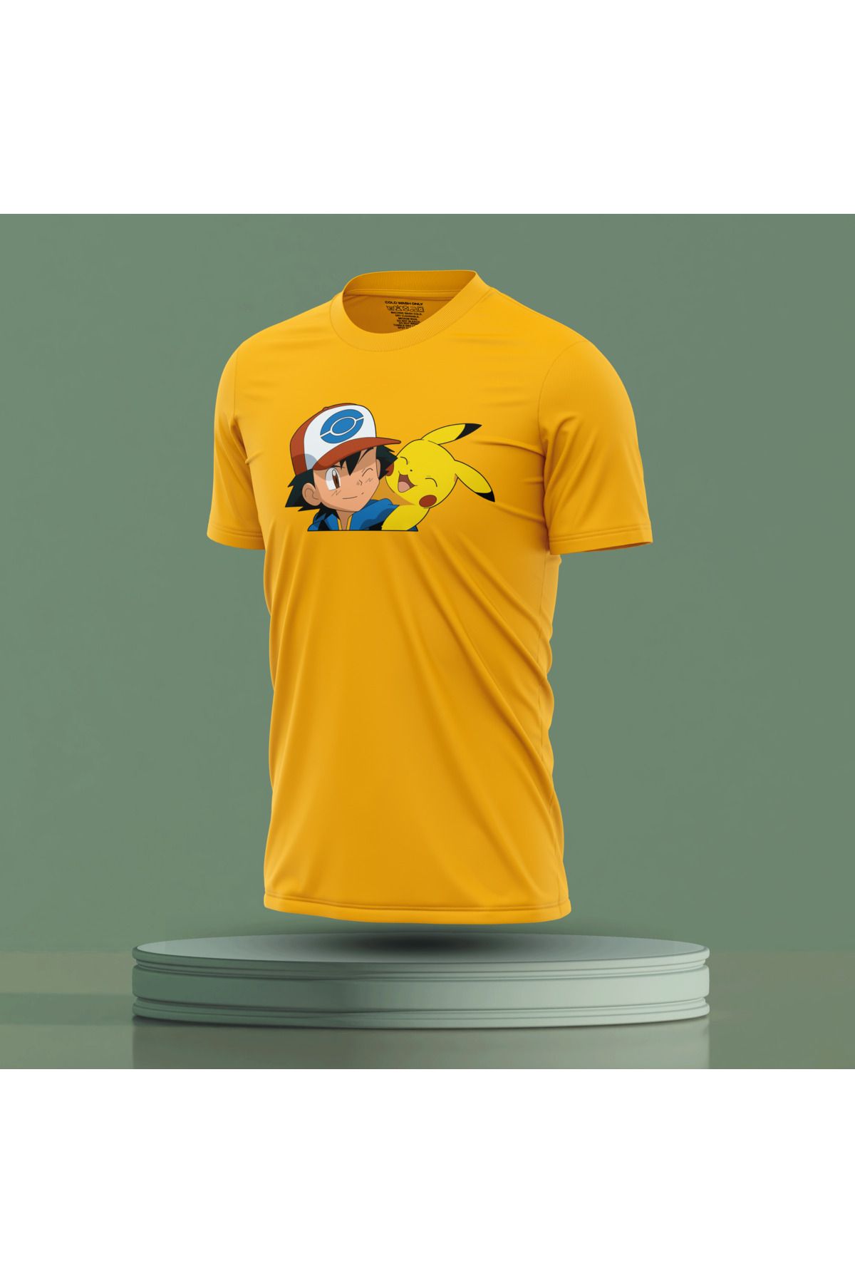 Bulvar Lee Erkek Sıfır Yaka Pikachu Baskılı Yazlık T-Shirt