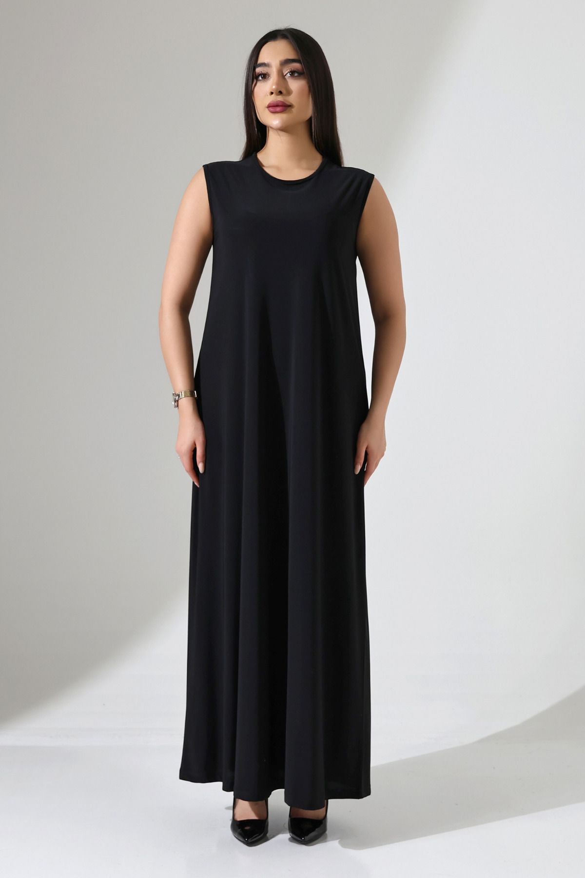 Mankens Fashion Siyah Uzun İç Elbise