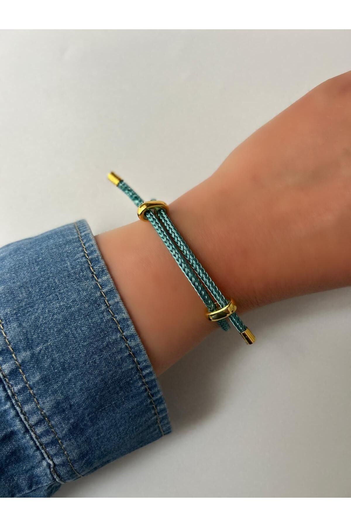ecekypnrjewelry AYARLANABİLİR TURKUAZ DERİ İP BİLEKLİK