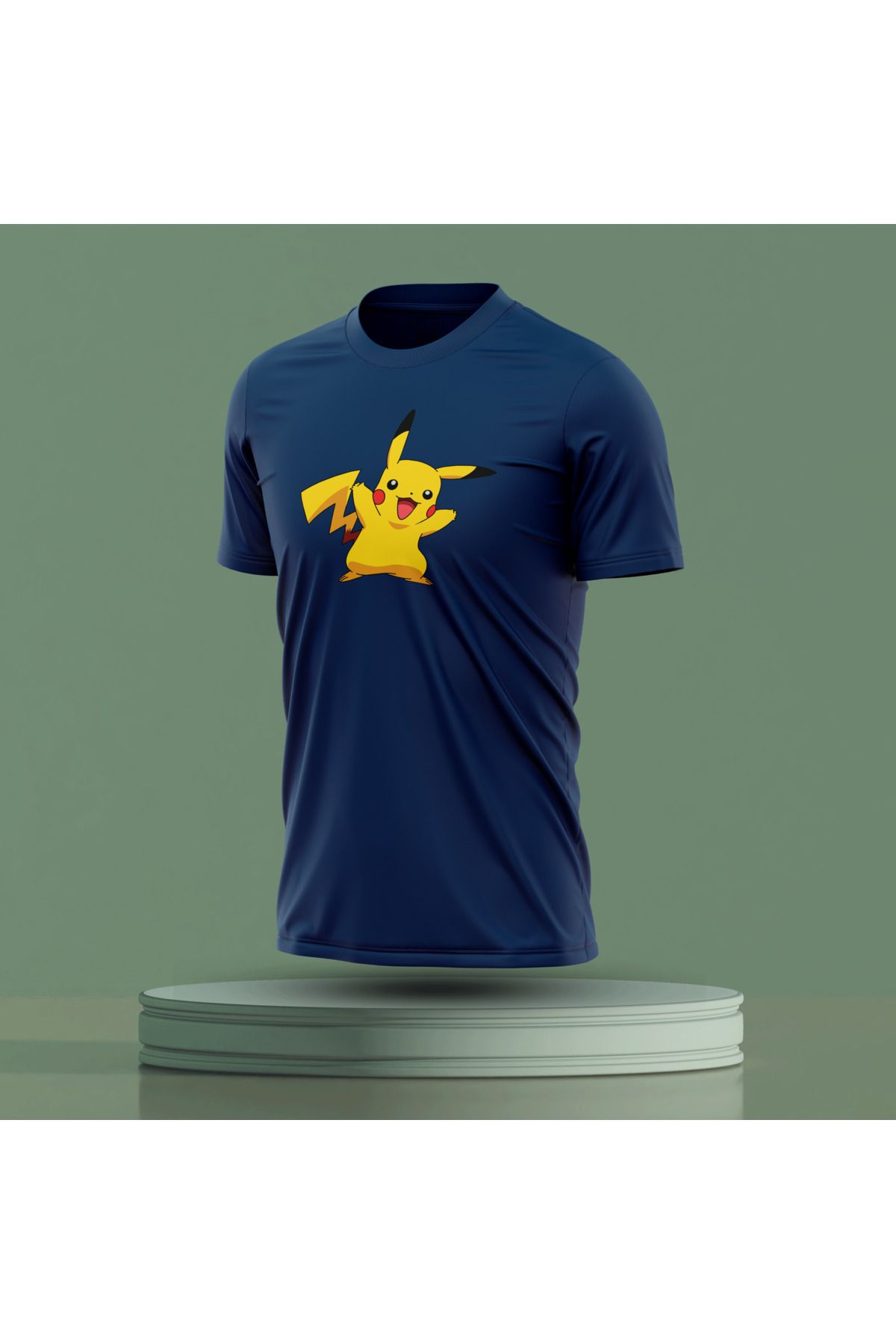 Bulvar Lee Erkek Sıfır Yaka Pikachu Baskılı Yazlık T-Shirt