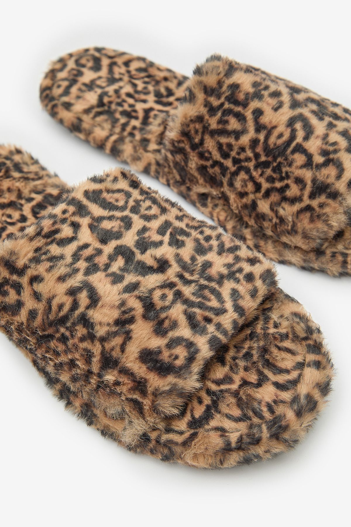 Penti-Leopard Flauschige Beige Hausschuhe 3