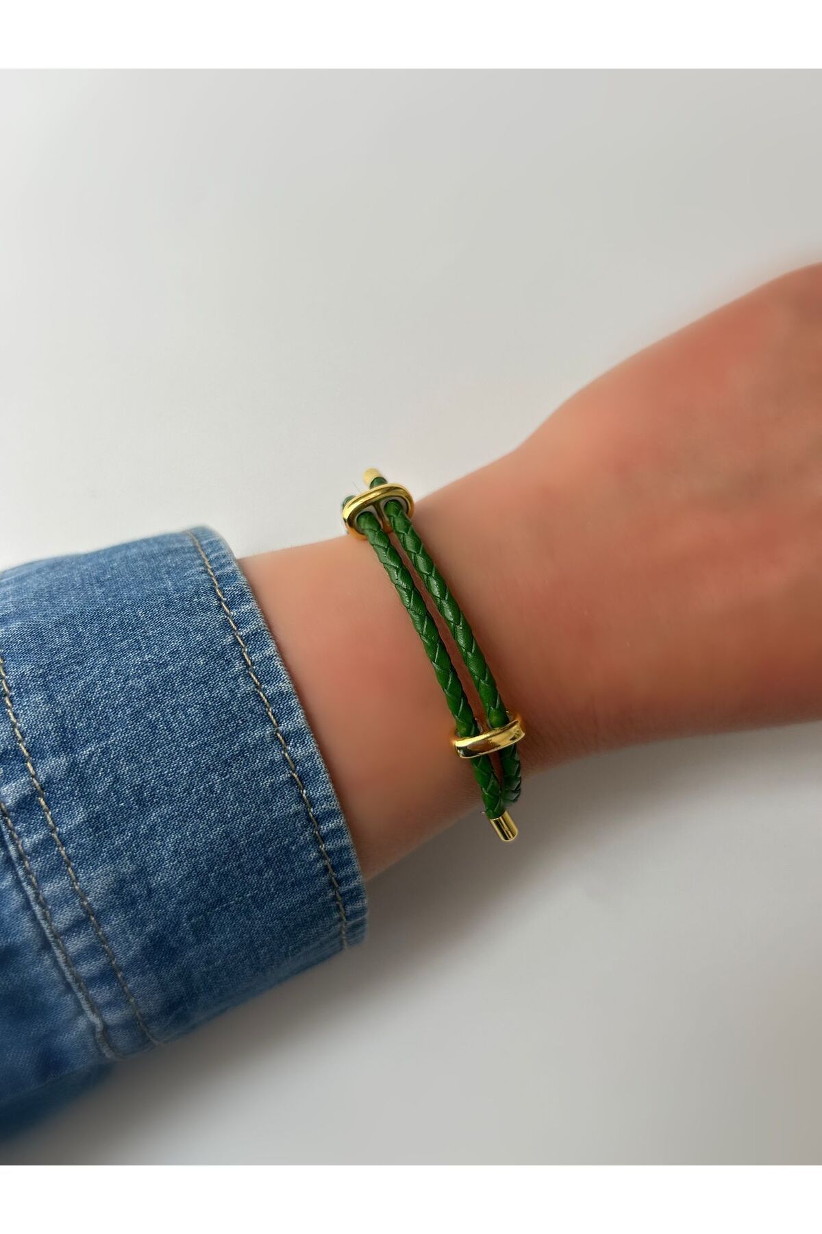 ecekypnrjewelry AYARLANABİLİR YEŞİL DERİ İP BİLEKLİK