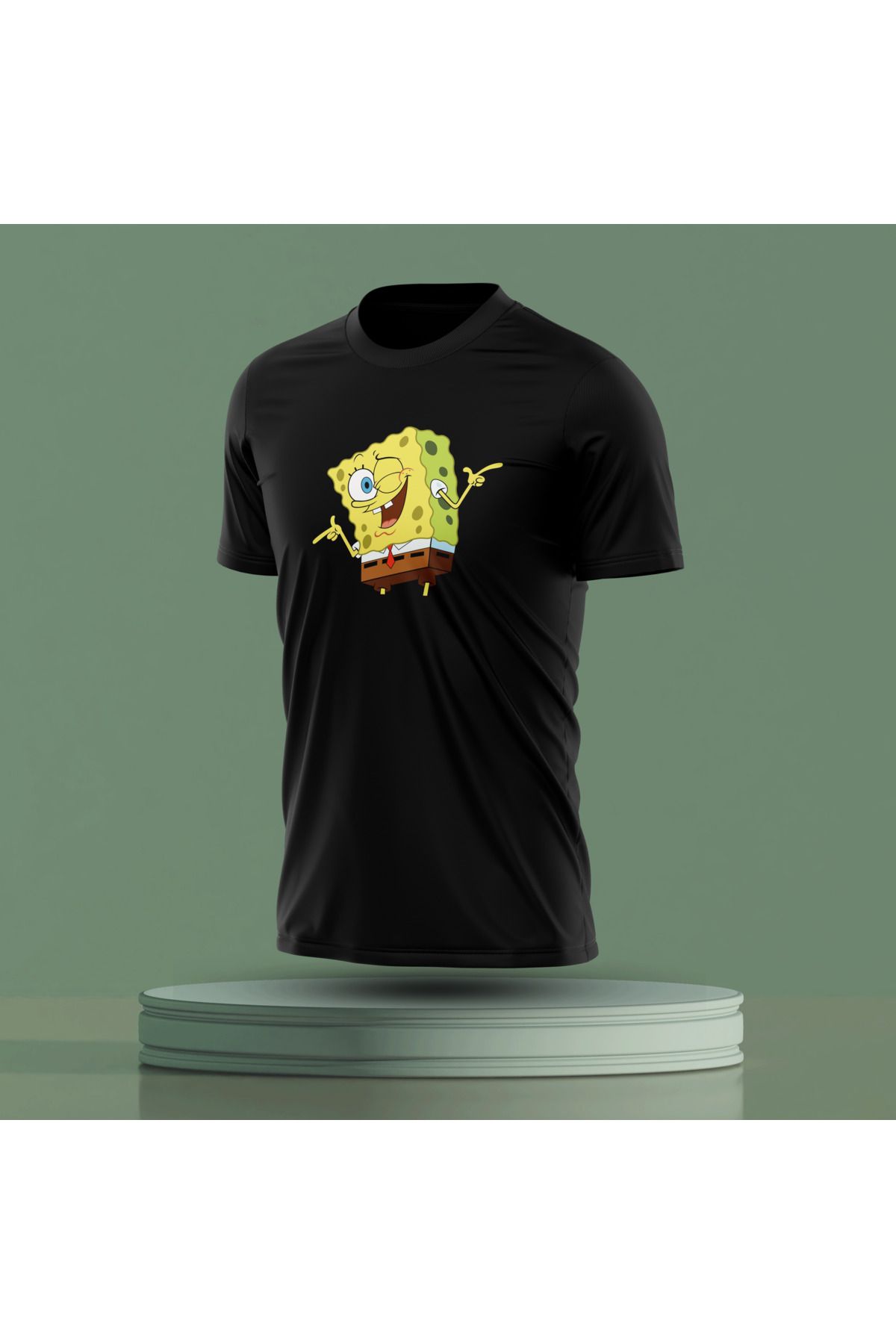 Bulvar Lee Erkek Sıfır Yaka SpongeBob Baskılı Yazlık T-Shirt