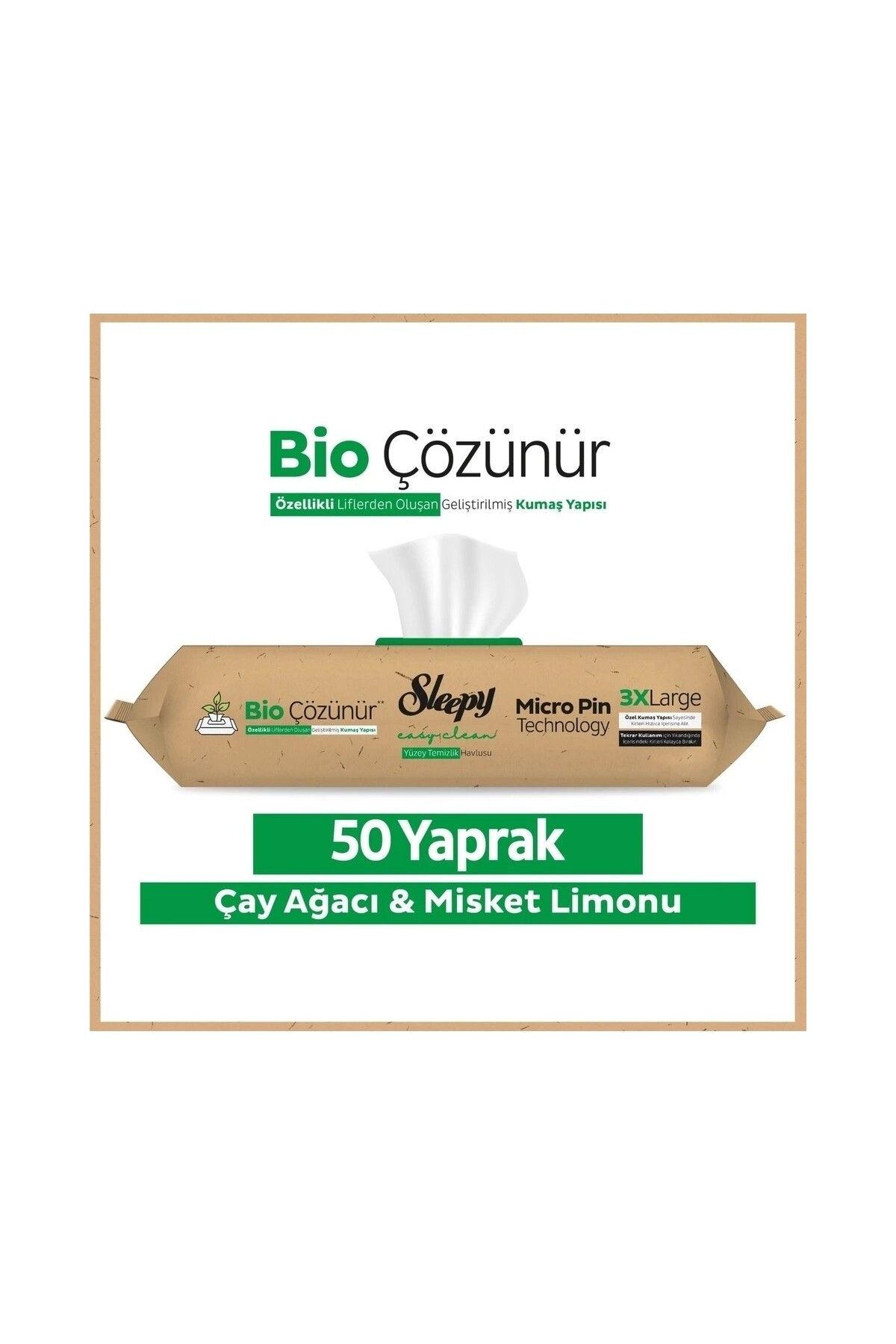 Sleepy Bio Yüzey Temizlik Havlusu 50 Adet Çayağacı Misket Limonlu