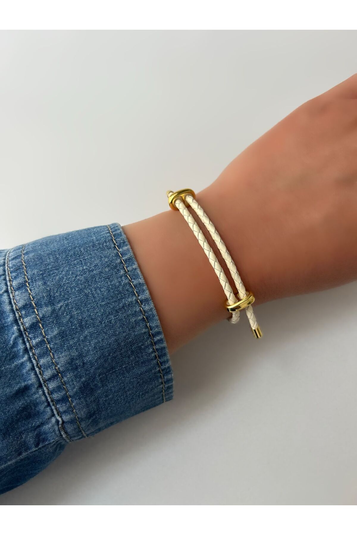 ecekypnrjewelry AYARLANABİLİR KREM DERİ İP BİLEKLİK