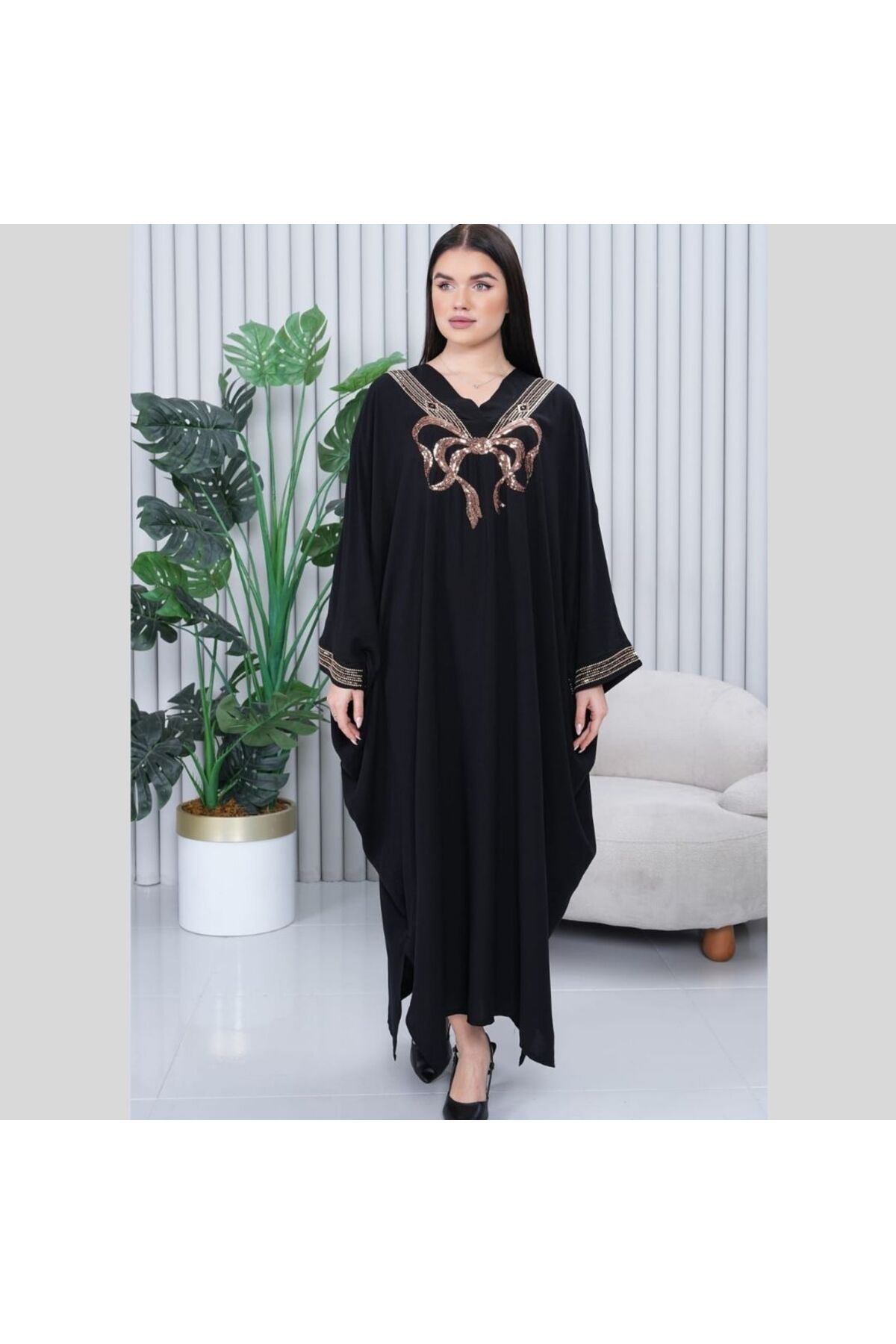 Eceyaman moda kadın pul işlemeli büyük beden elbise