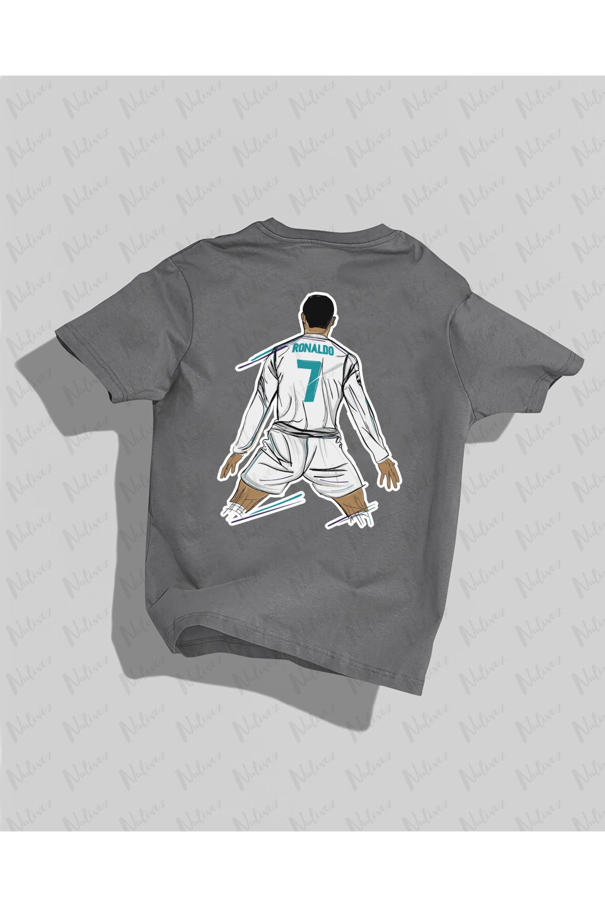 Nulivez Cristiano Ronaldo Tasarımı Baskılı Yüksek Kalite Kompakt Unisex Oversize T-Shirt