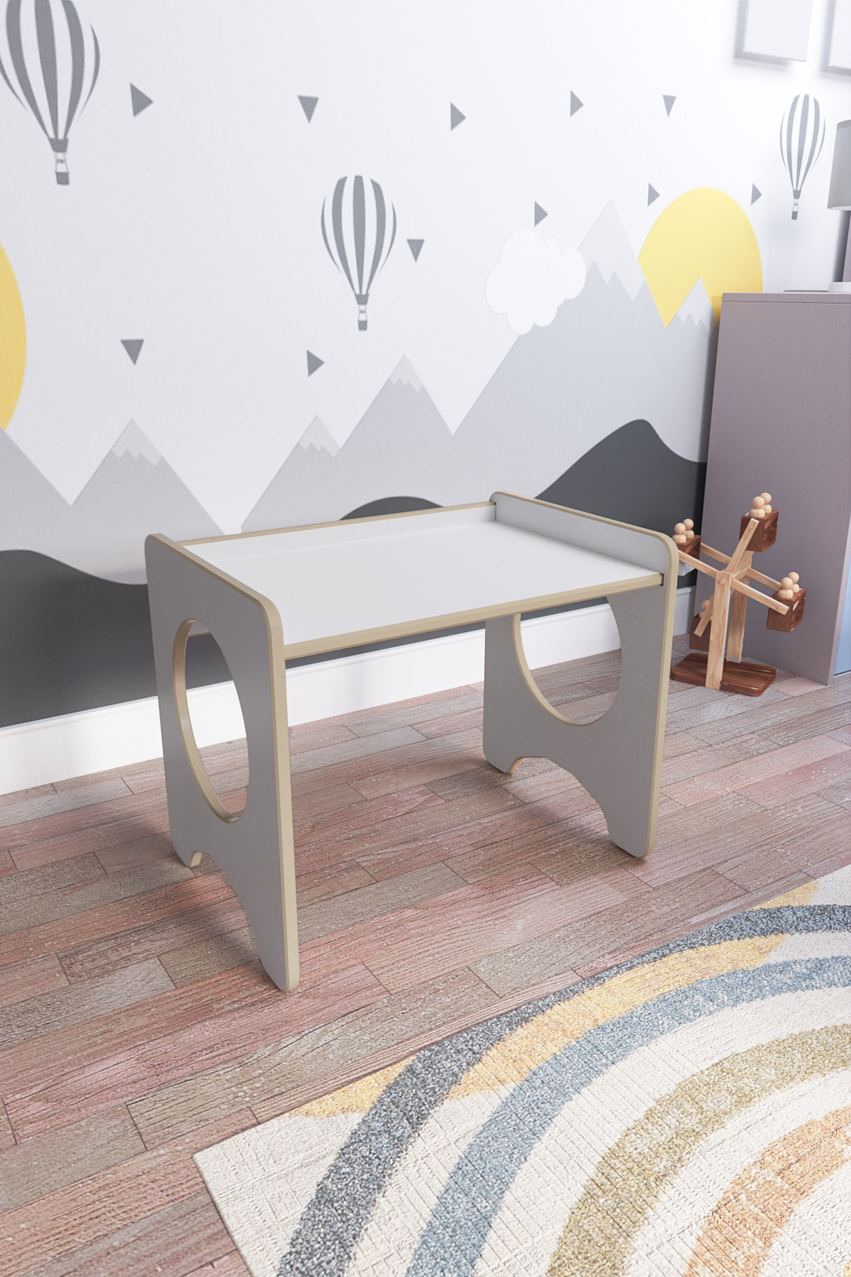 zeo wood design Montessori Çocuk Oyun & Aktivite & Çalışma Masa ve Sandalyesi - Beyaz fotoğrafı 4 (önizleme)