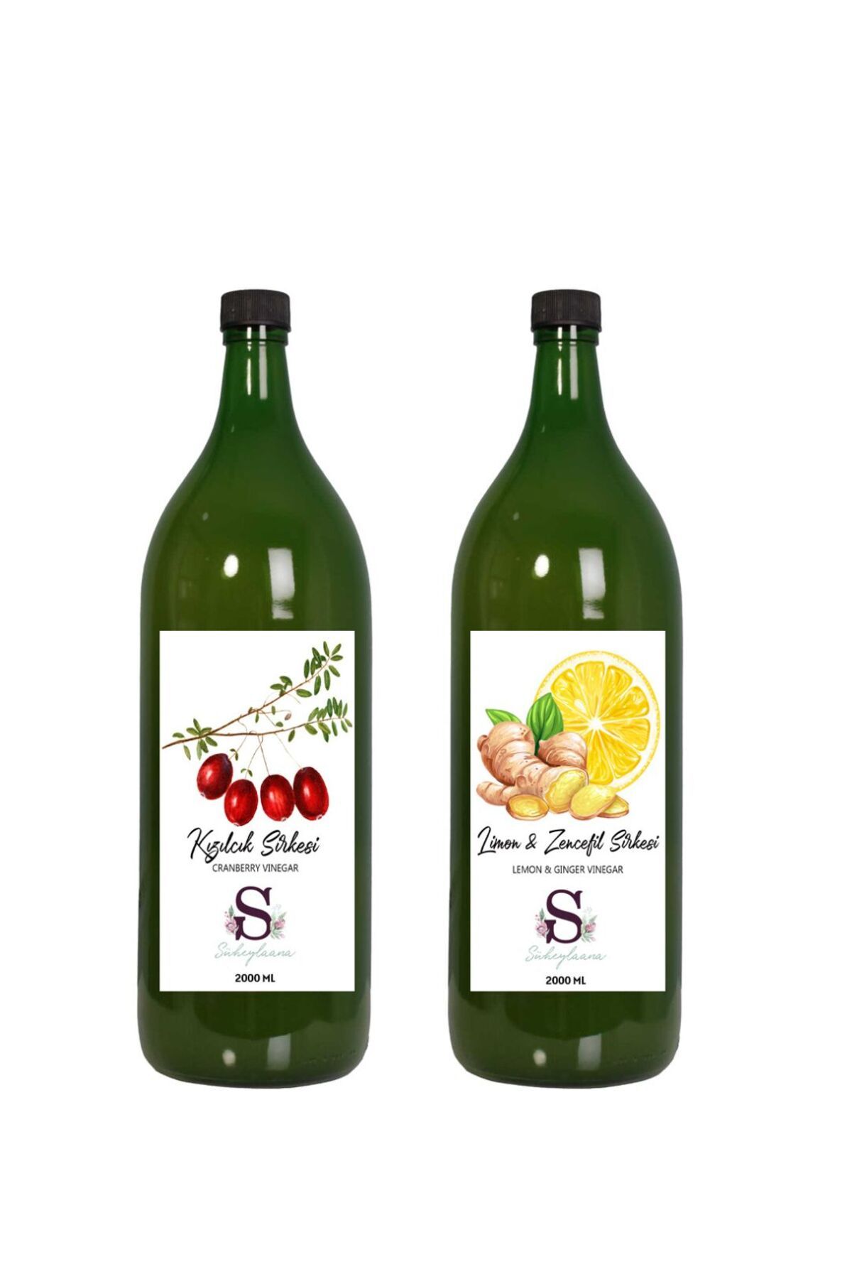 Süheylaana Doğal Kızılcık Sirkesi 2000 Ml - Doğal Limon & Zencefil Sirkesi 2000 Ml