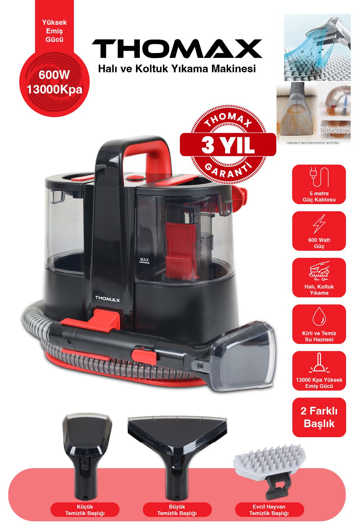 THOMAX Koltuk Halı Yıkama Ve Leke Çıkartma Makinesi