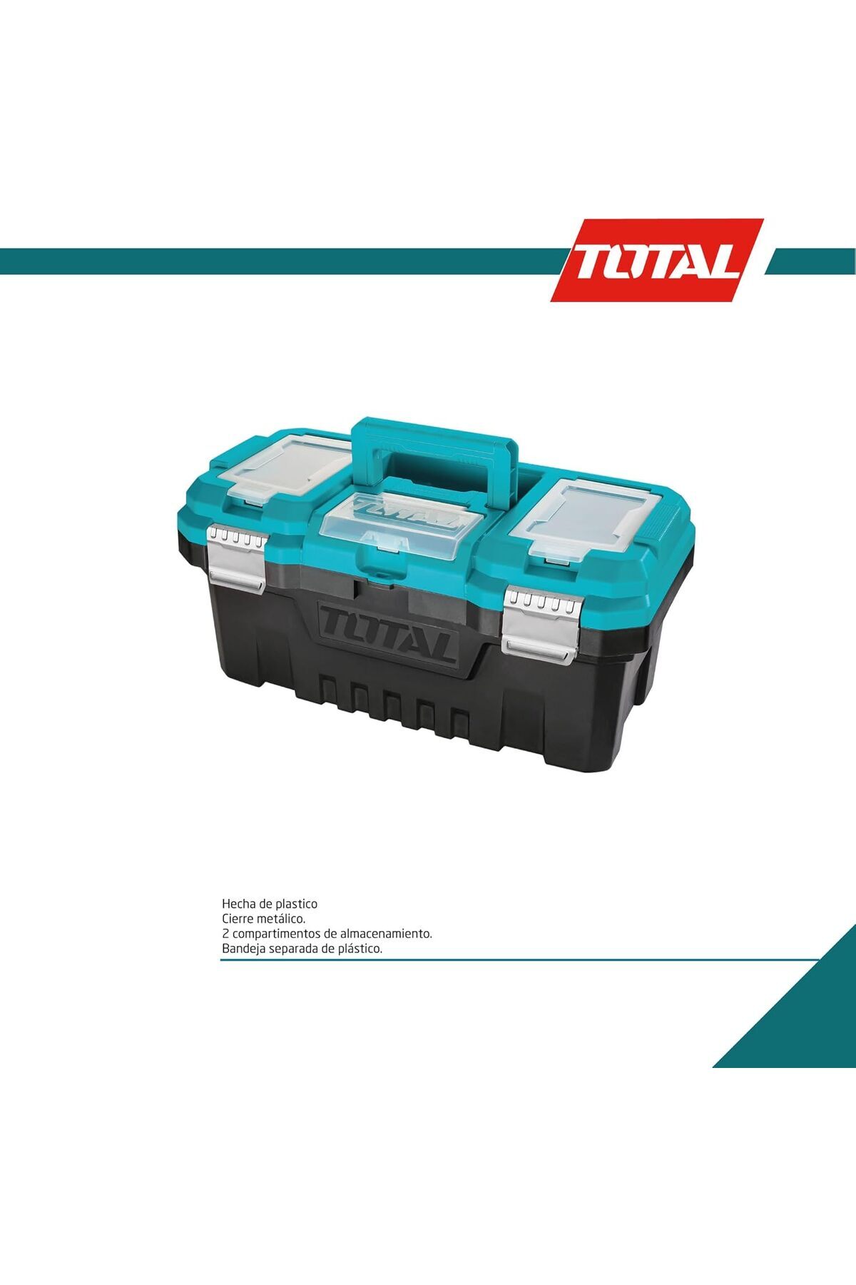 TOTAL-17" Plastic Tool Box, Metal Buckle TPBX0172 5