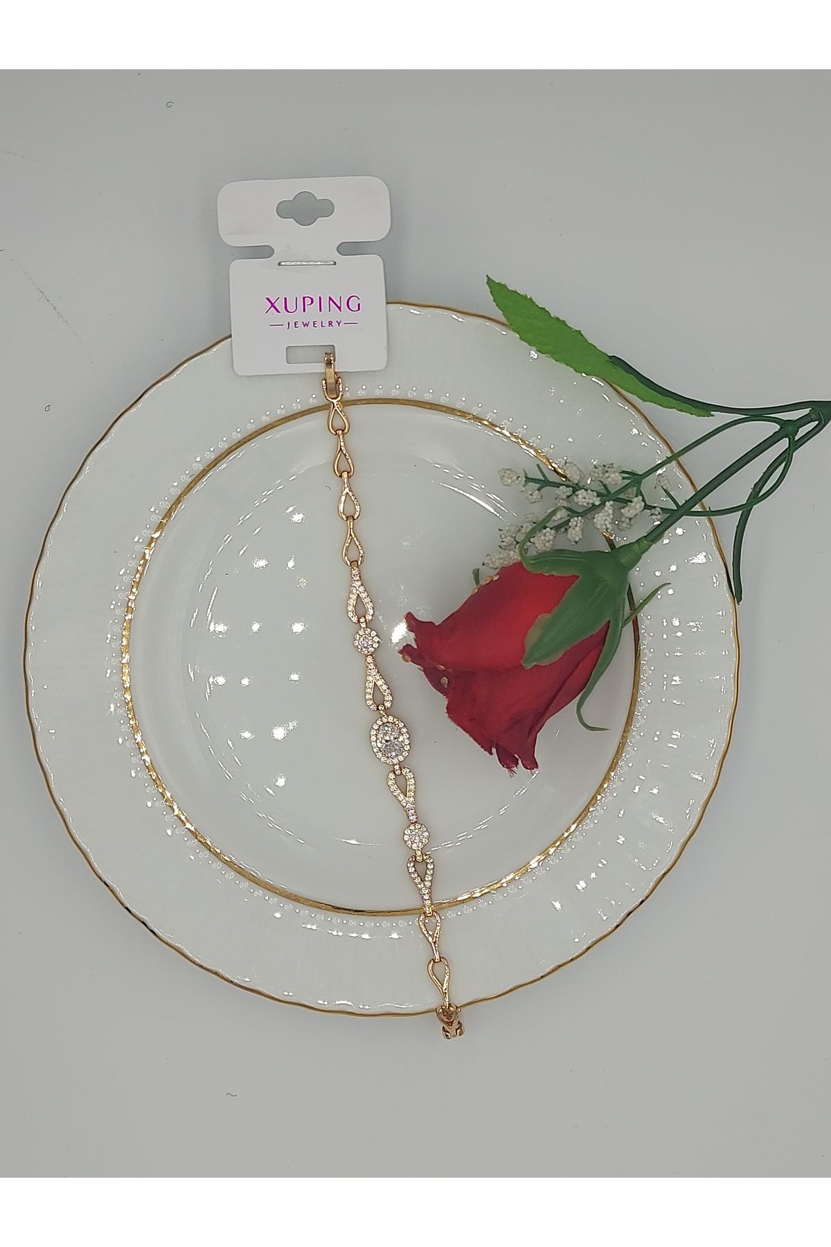XUPING JEWELRY Xupıng Altın Renk Çelik Bileklik 17+2 cm