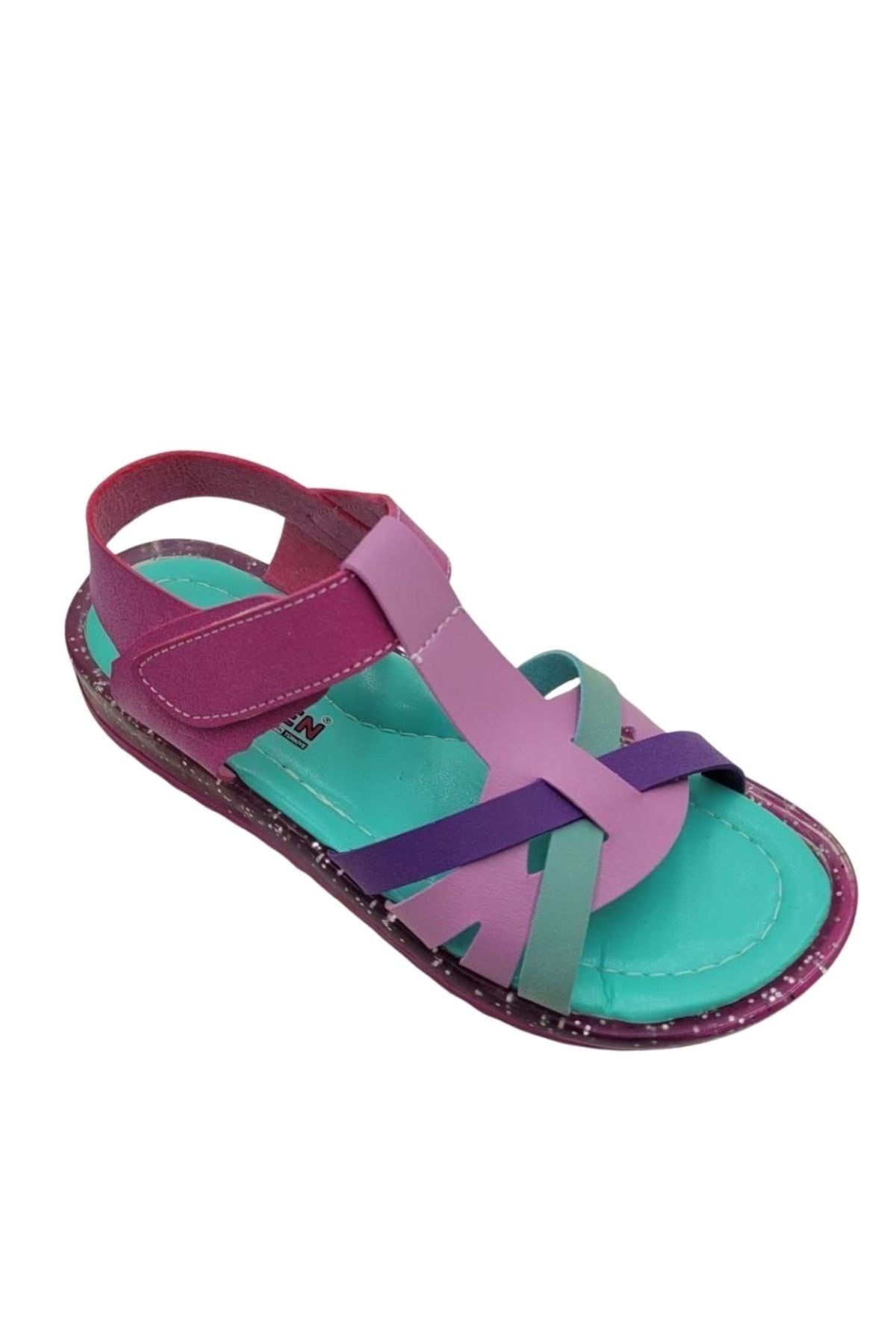 wakawakakidsstore Çok Renkli Cırt Cırtlı Kız Çocuk Bebek Sandalet