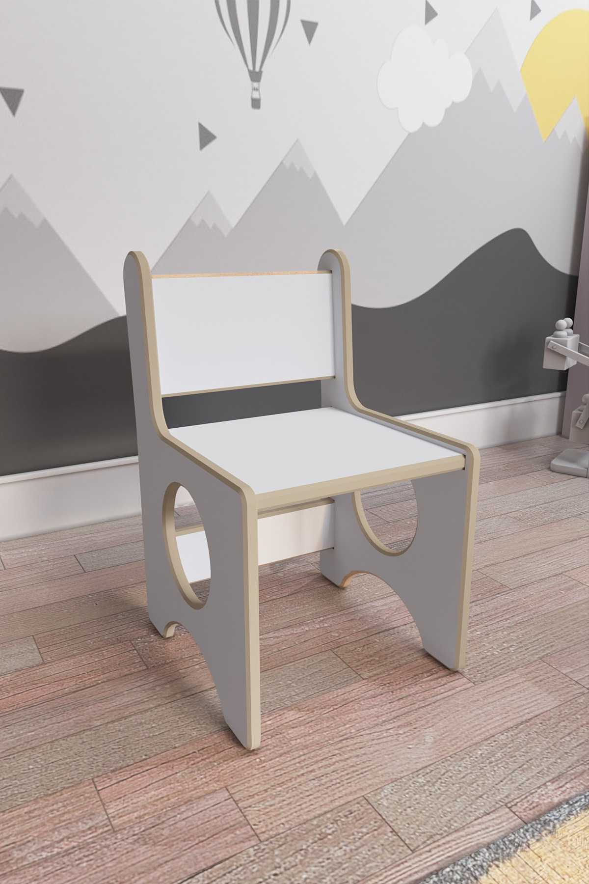 zeo wood design Montessori Çocuk Oyun & Aktivite & Çalışma Masa ve Sandalyesi - Beyaz fotoğrafı 3 (önizleme)