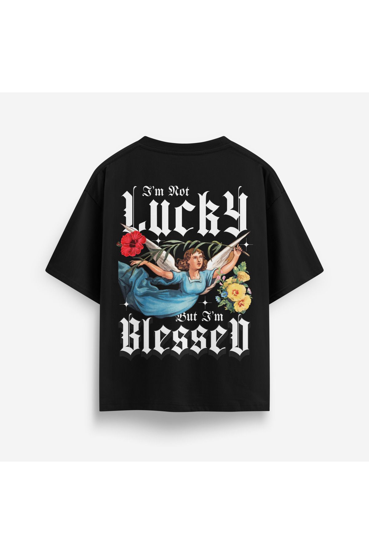 Street301 Unisex Lucky Blessed Baskılı Oversize T-Shirt