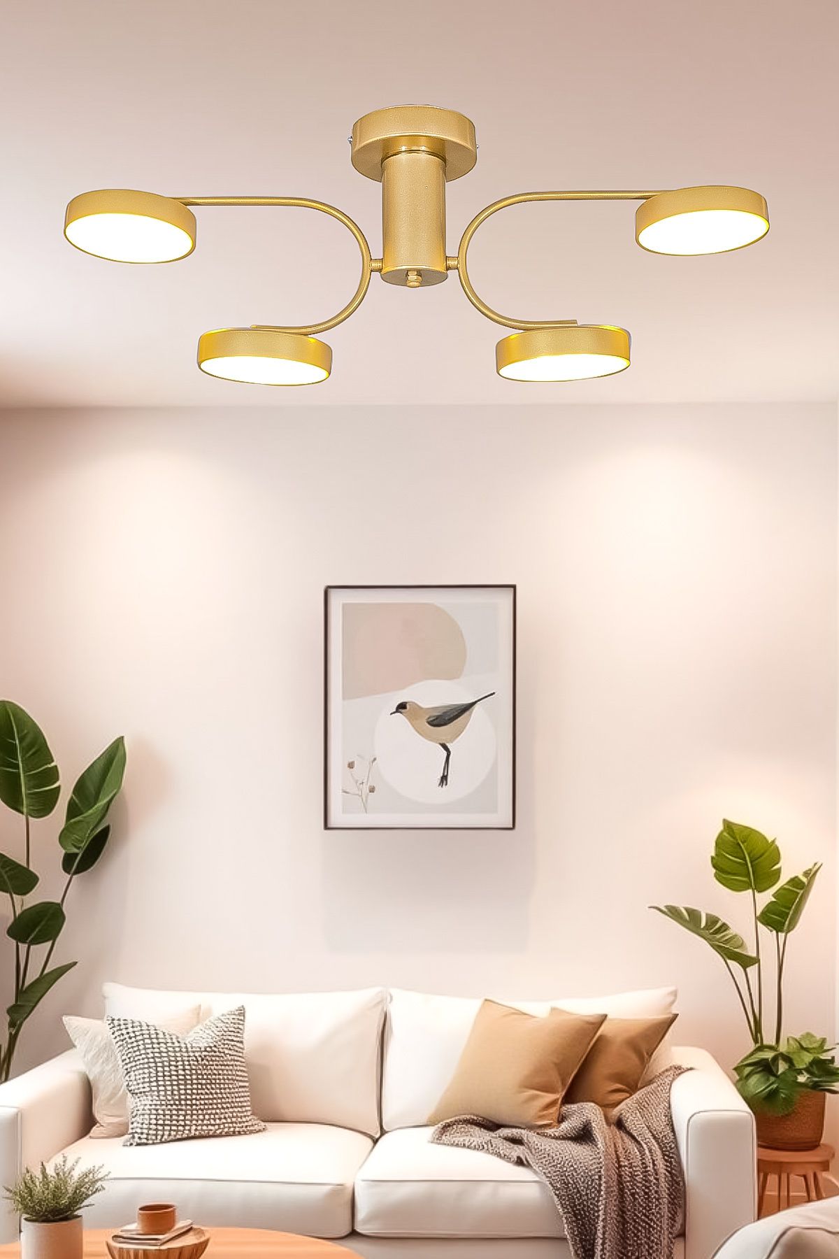 Fer Avize Zeyna Dekoratif Ledli 3 Renk Işık Enerji Tasarruflu Modern Avize Oturma Odası Mutfak Giyinme Odası
